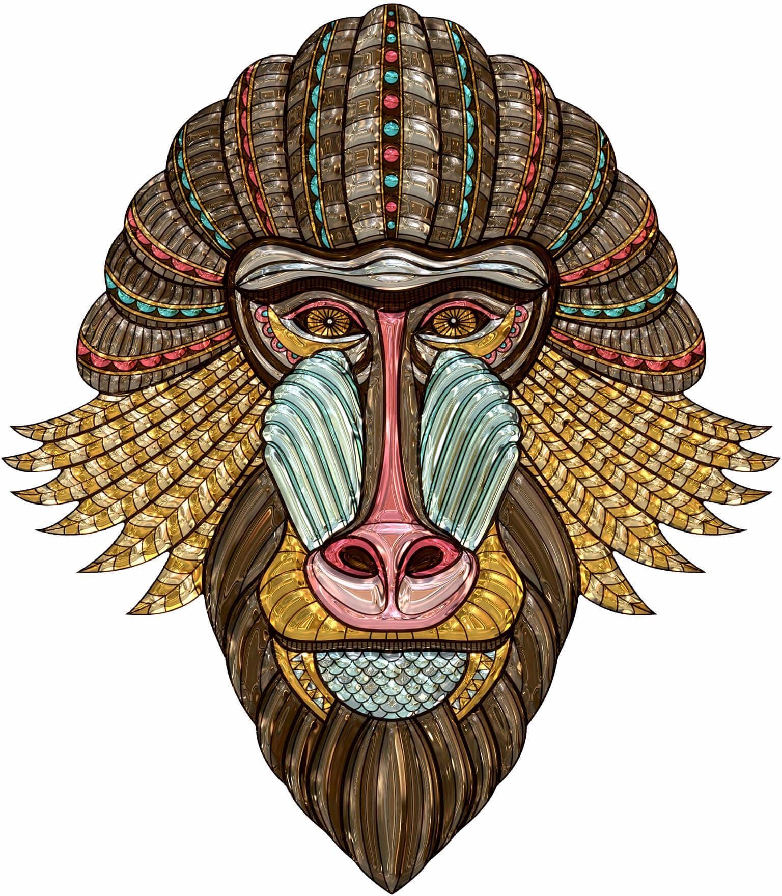 Wall-Art Wandtattoo Metallic Mandrill