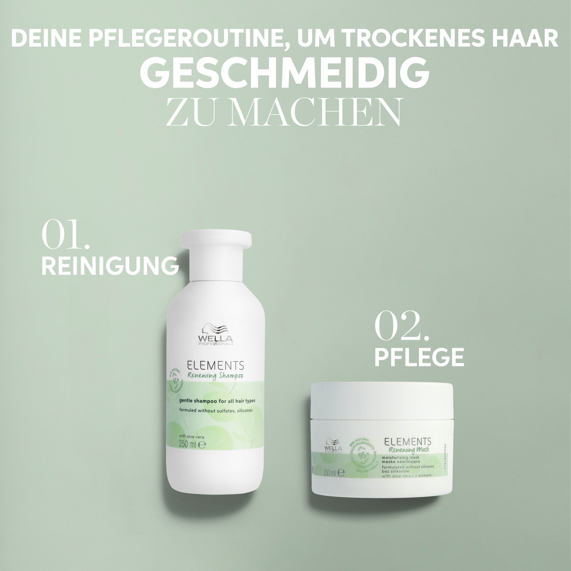 Wella Professionals Haarshampoo CARE ELEMENTS RENEWING SHAMPOO, sanfte Pflege für empfindliche Kopfhaut und alle Haartypen
