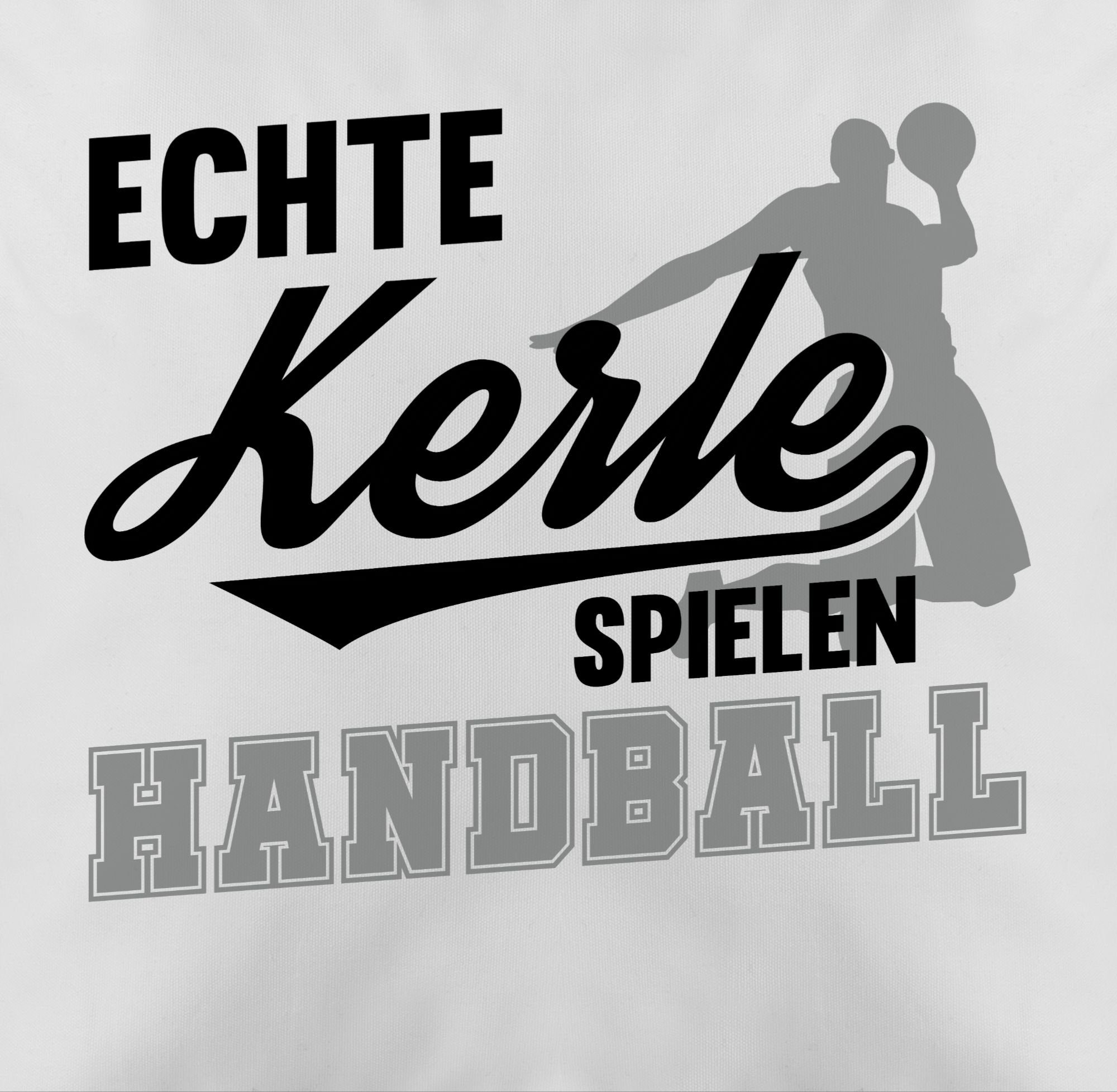 Shirtracer Dekokissen Echte schwarz Deko-Kissen Kerle 2 Hobby Handball grau, Weiß spielen 
