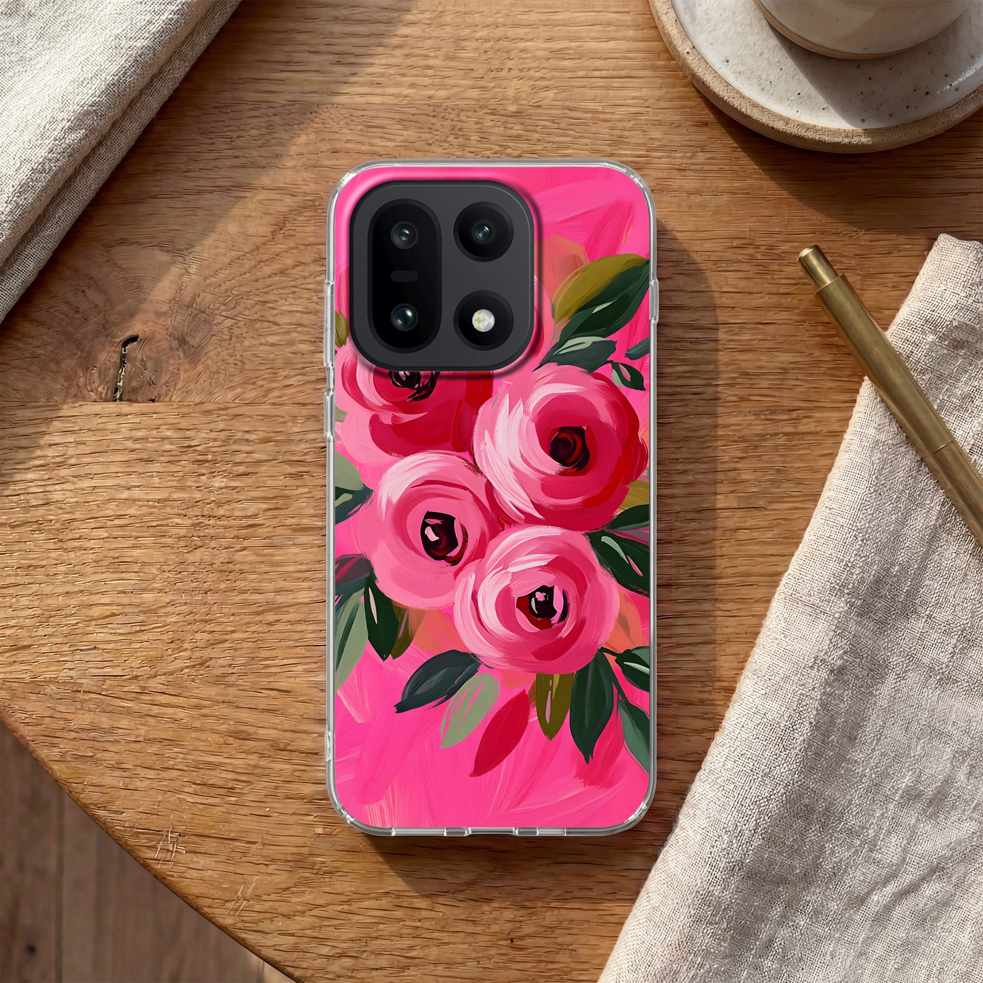 MuchoWow Handyhülle für OnePlus 15 Blumen - Farbe - Rosa, Phone Case, Silikon, Schutzhülle Dünn