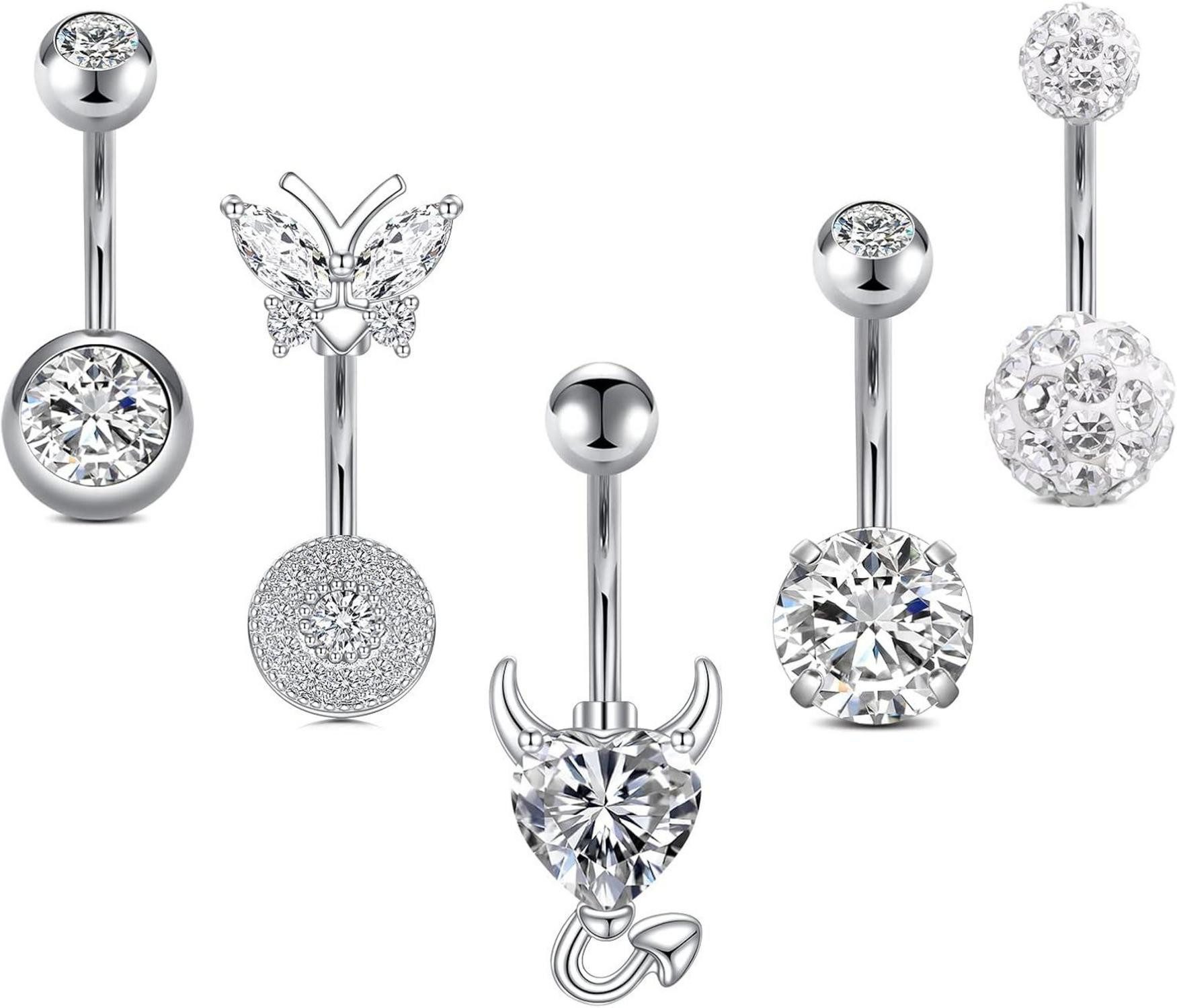 Bauchnabelpiercing-Set Bauchnabelpiercing Chirurgenstahl CZ Kugel 12 Stück 14g 10mm