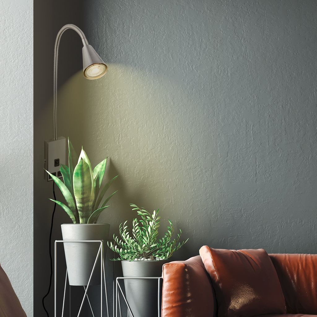 Briloner Leuchten Wandleuchte 2175012, ohne Leuchtmittel, 2700K - Extra-Warmweiß, LED Bettlampe 48,5 x 6 x 42 cm Nickel-Matt max. 10W GU10 Wandlampe