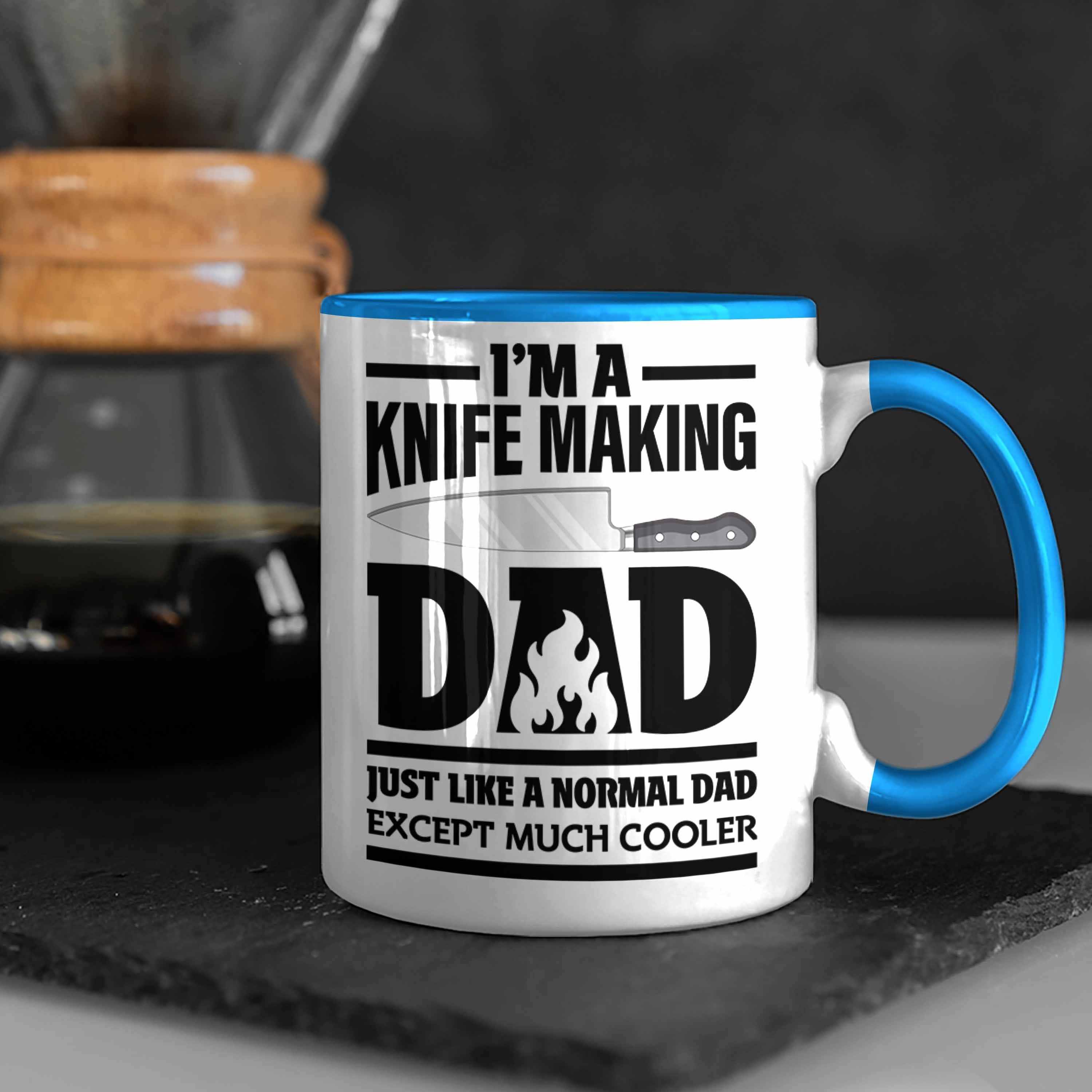 Spruch Schmied - Geschenkidee Kaffeetasse Trendation Blau mit Trendation Messer Tasse Macher Hufschmied Tasse Geschenke