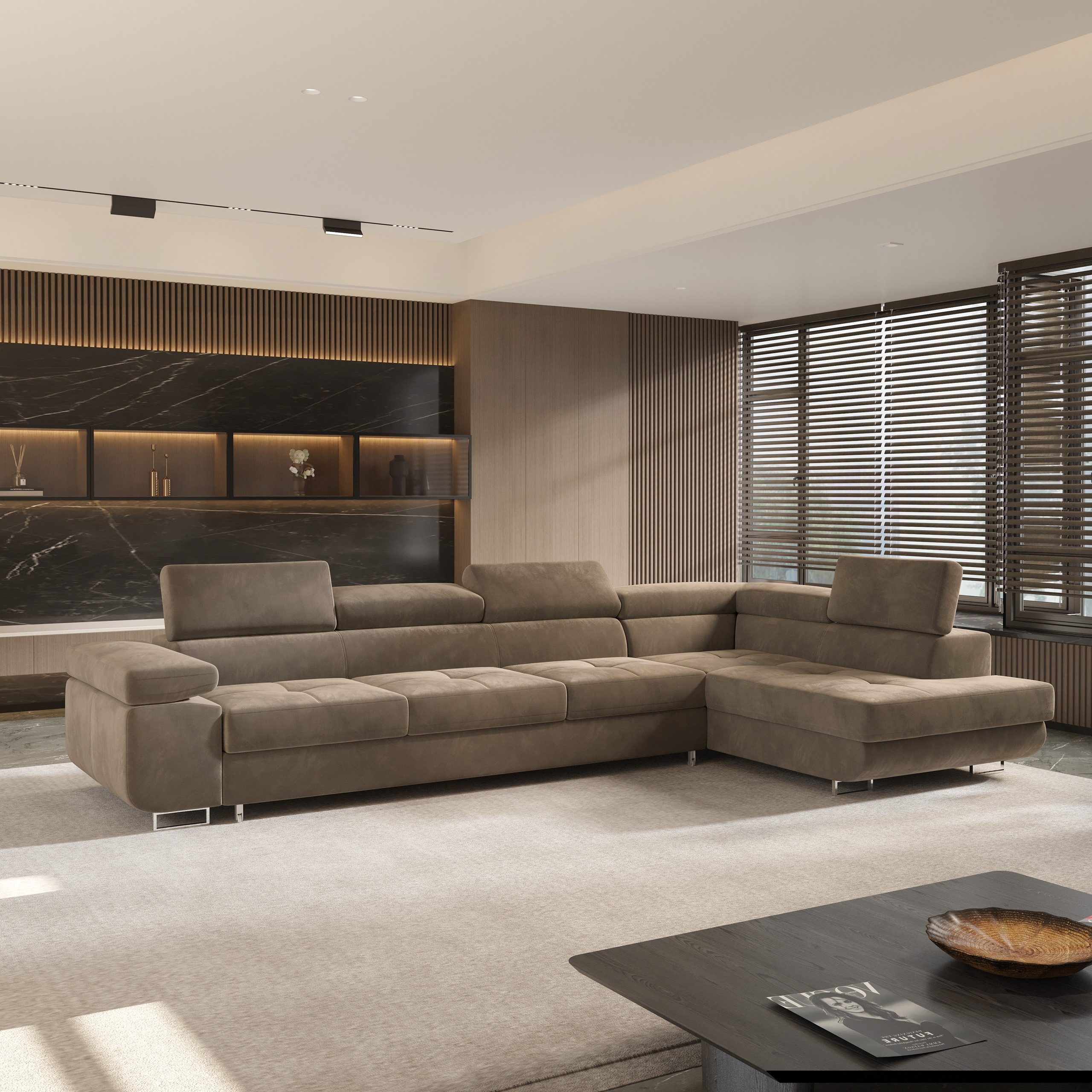 Masseno Ecksofa VICENTE mit Schlaffunktion L-Form, Sofa mit Bettkasten günstig online kaufen