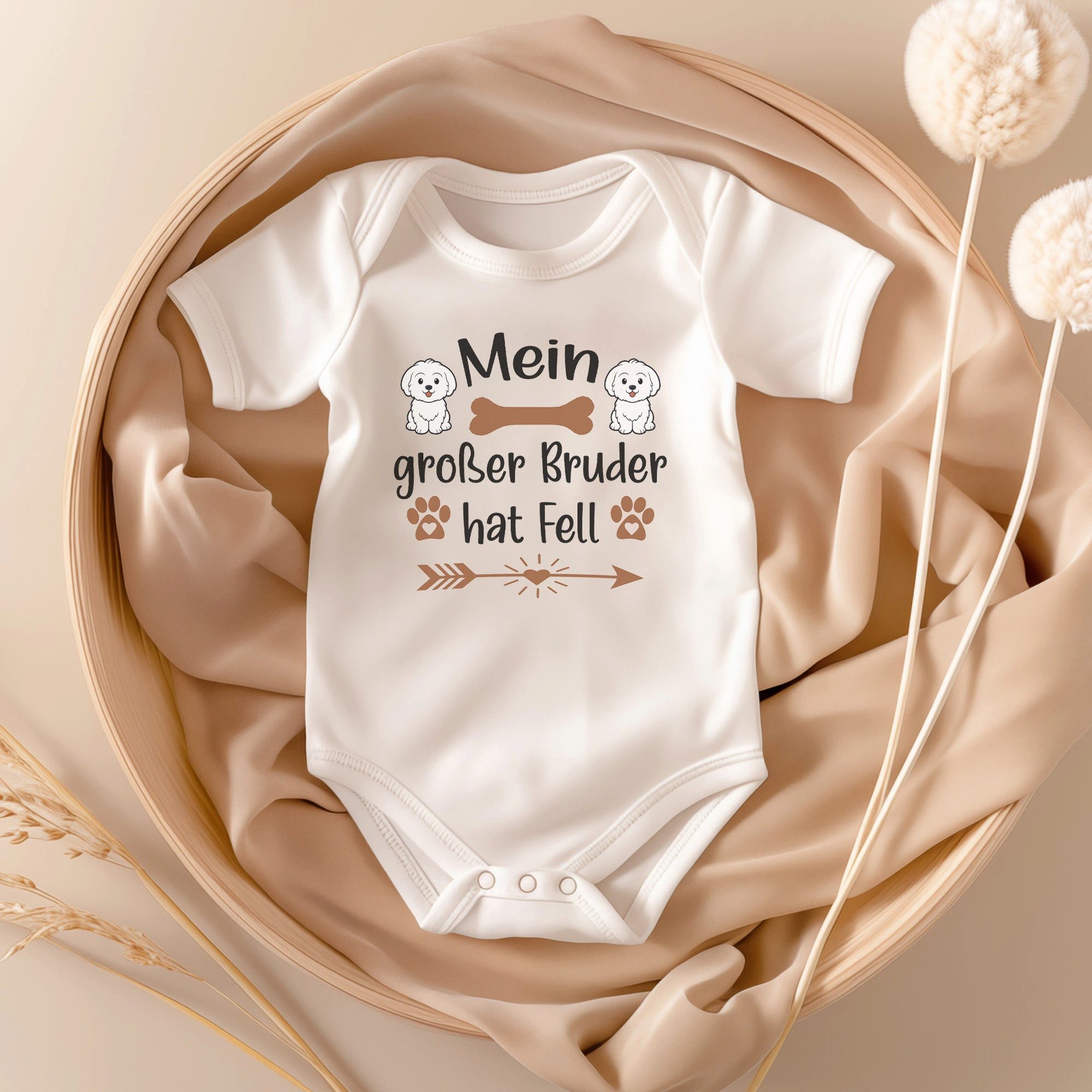 22Feels Kurzarmbody Bio Unisex Babybody Weiß Malteser Hundeküsse Geschenk 1. Geburtstag BIO-Baumwolle - In Deutschland Bedruckt - Niedlicher Print