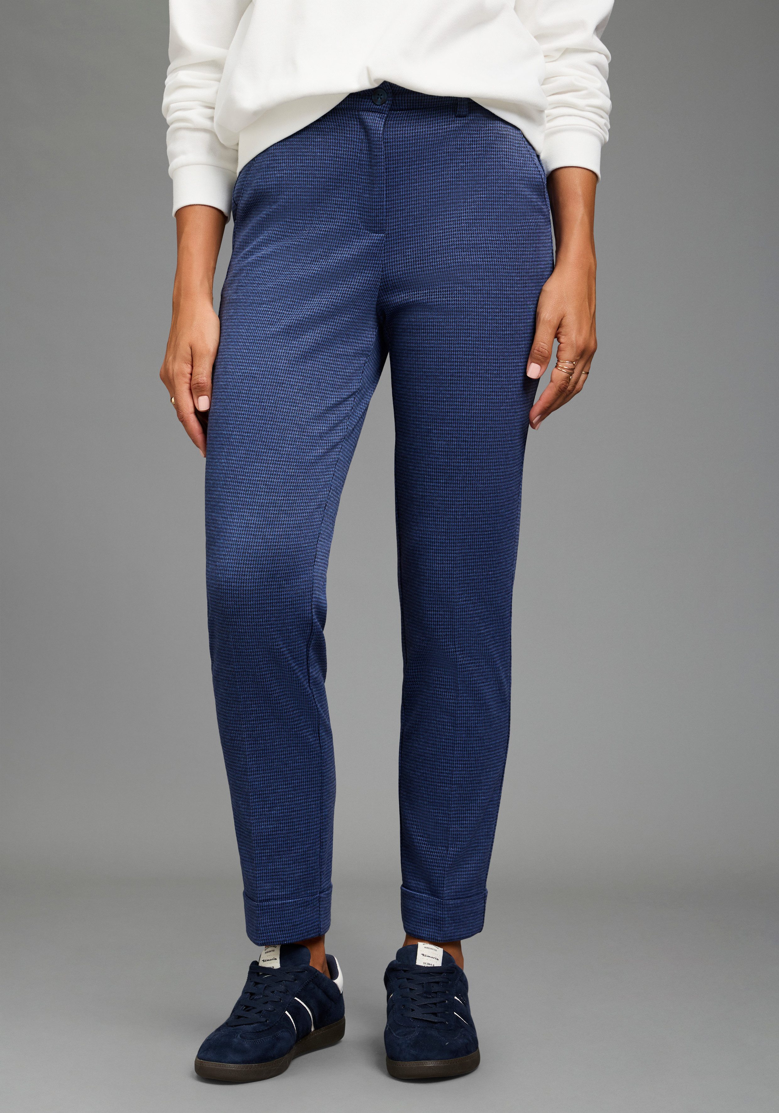 Laura Scott Stretch-Hose kleinkarierte Optik, femininer Stil, elastisches Material