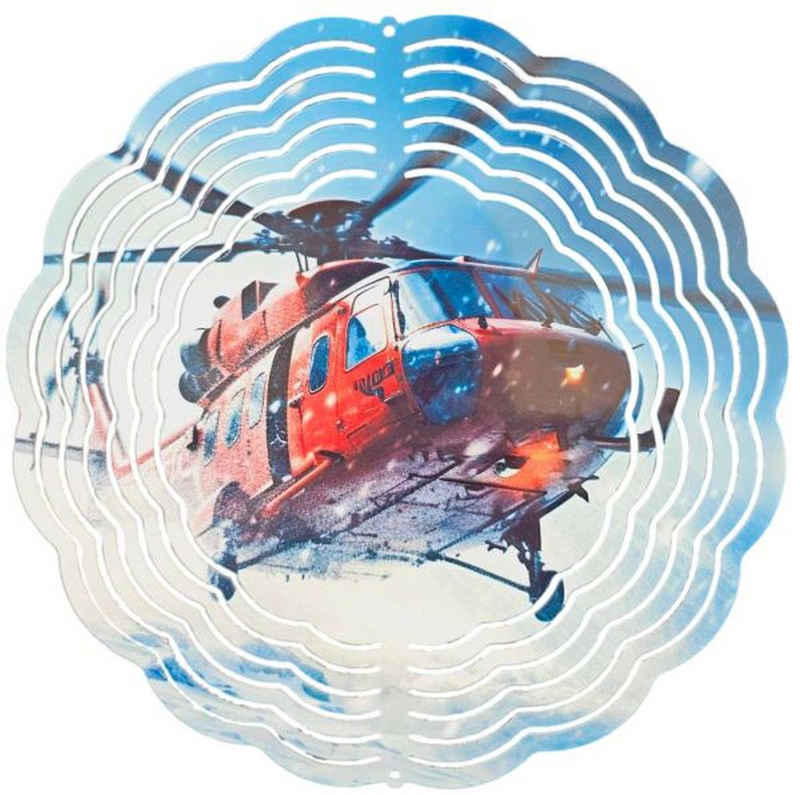 Ladreas Windspiel Edelstahl 3D Windspiel Windspinner 20cm Rettungshelikopter WI167