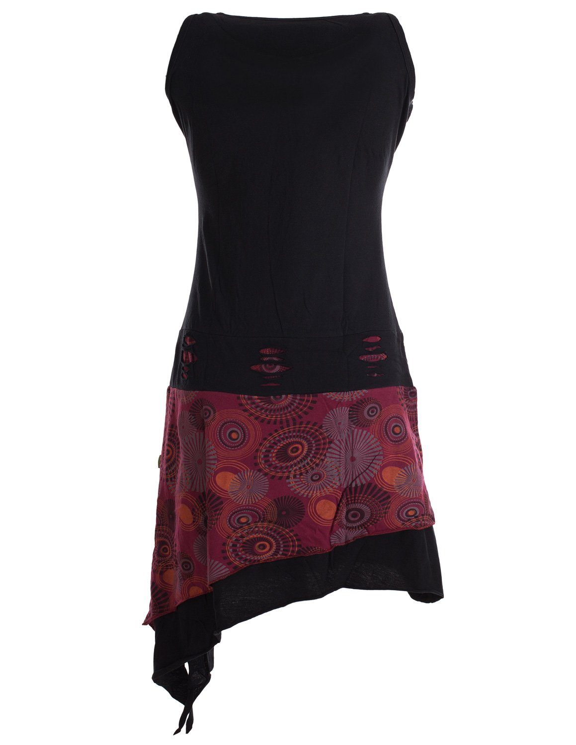 Vishes Zipfelkleid Ärmelloses asymmetrisches Lagenlook Zipfelkleid Hippie, günstig online kaufen