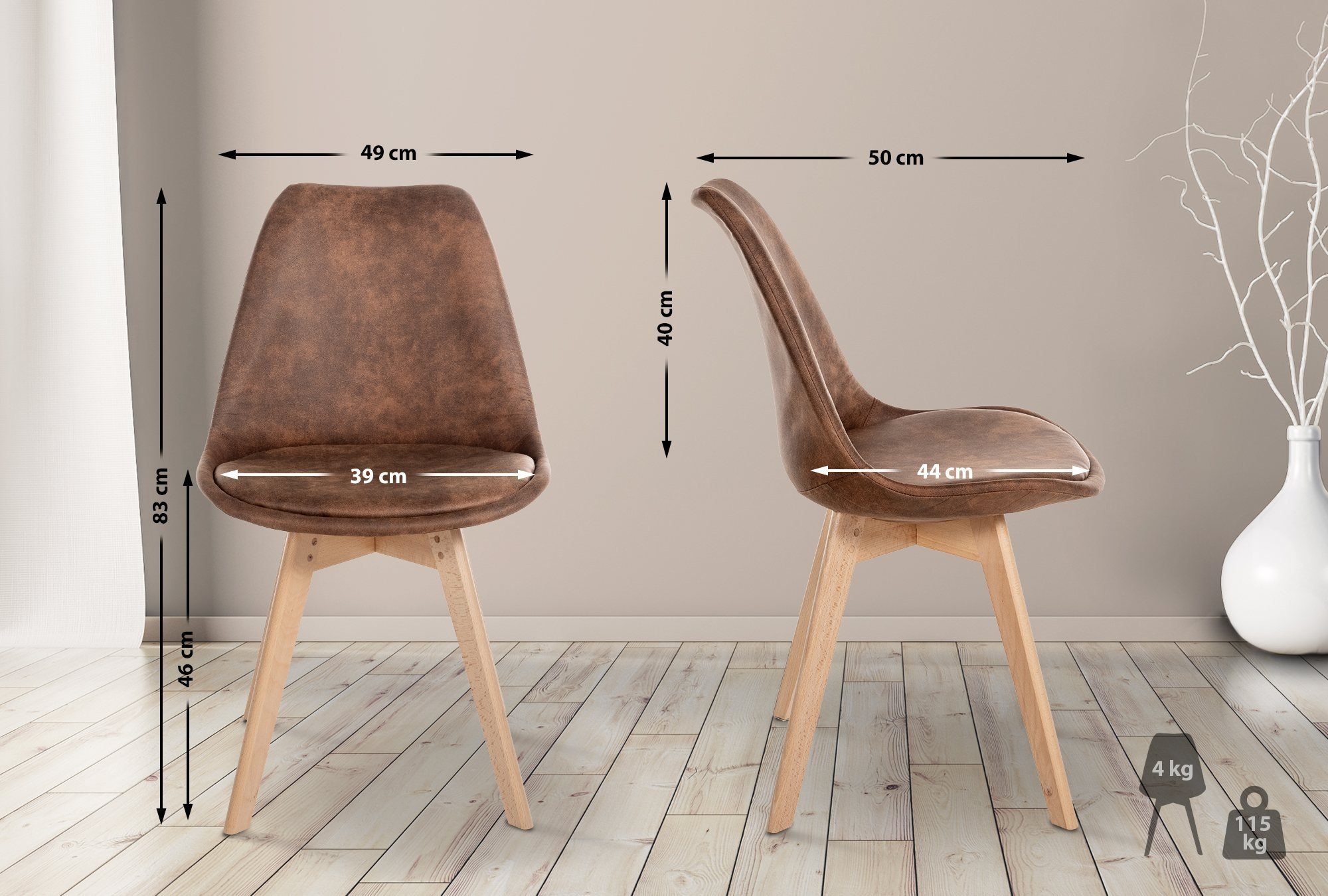 CLP Küchenstuhl Linares (4er Set, 4 St), Buchenholz-Gestell, modern günstig online kaufen