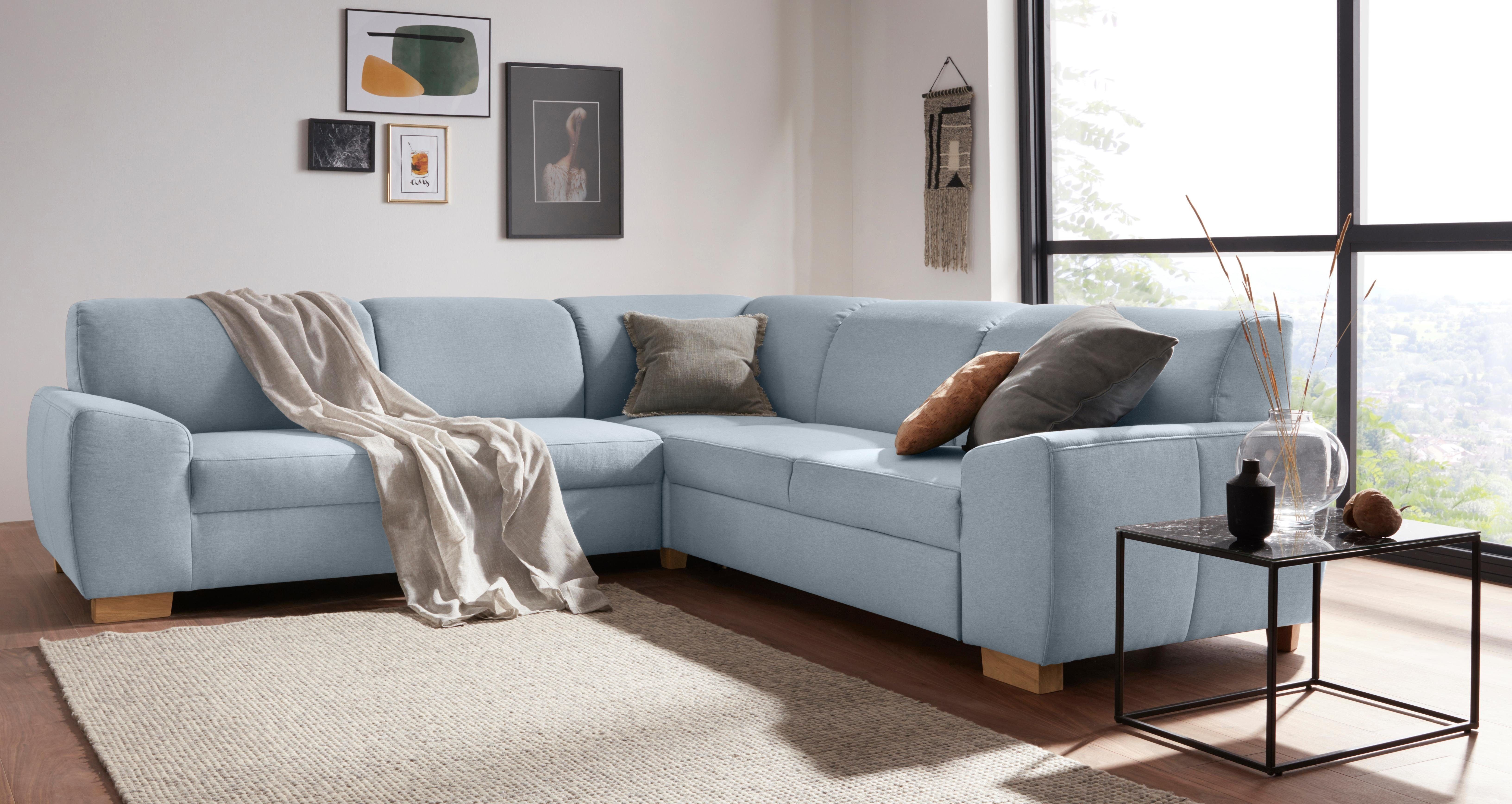 DOMO collection Ecksofa Incanto kubische Formensprache, komfortabel, flache Armlehnen, L-Form, wahlweise mit Bettfunktion
