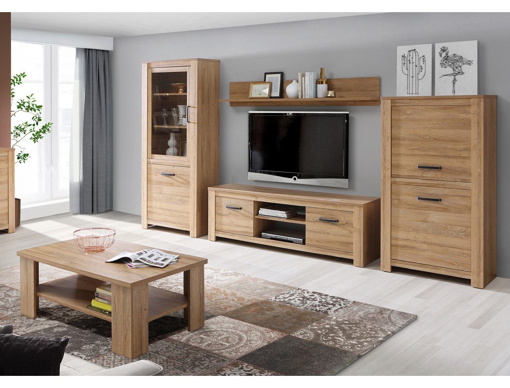 expendio Wohnzimmer-Set Hauke mit Stauraum (Spar-Set, Alteiche zahlreichem 31, 5-St)