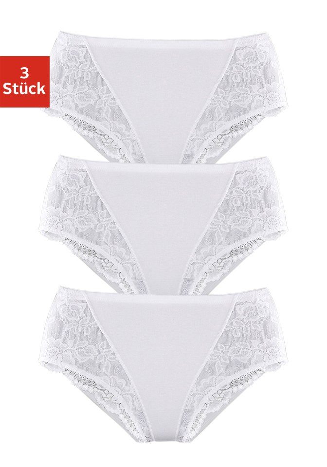 (Packung, Formslip Baumwoll-Qualität aus 3-St) fleur petite elastischer weiß