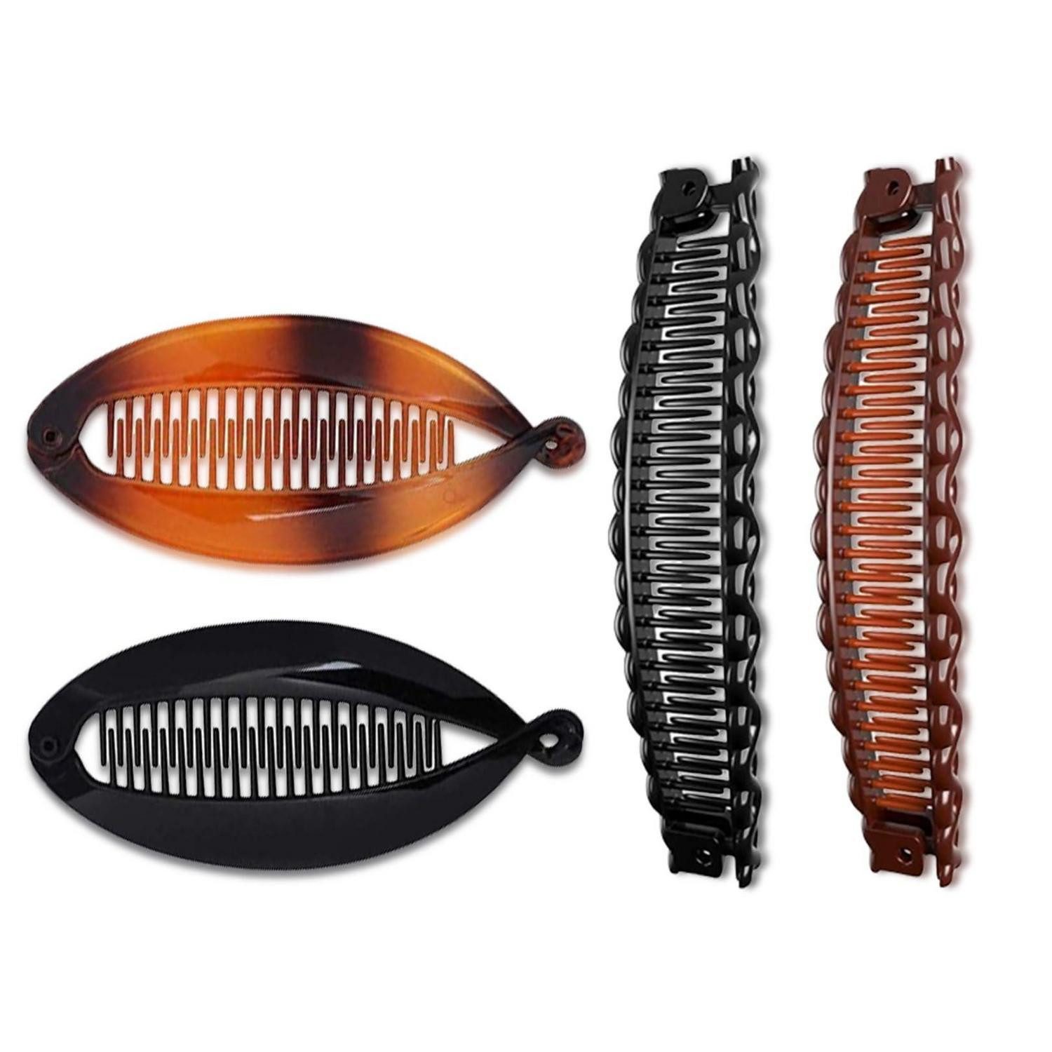 LuxusKollektion Haarspange Bananenspange 4er Set Retro Dickes Haar