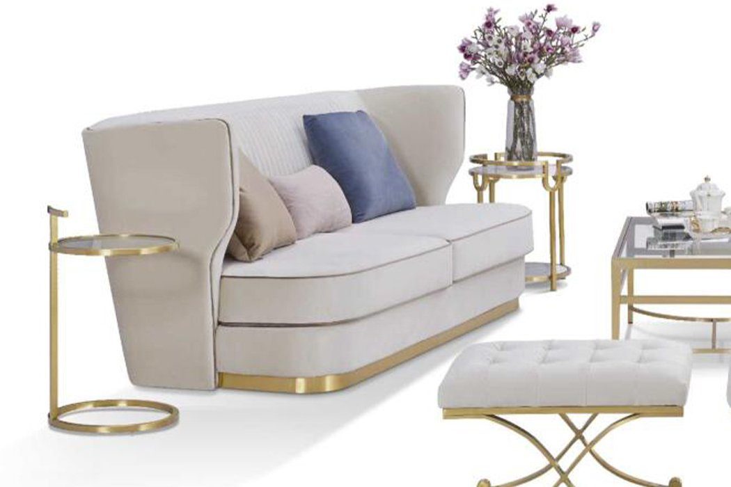 JVmoebel Sofa, Sofa Couch 265cm Polster Sofas 4 Sitzer Textil big xxl Wohnzimmer Weiß