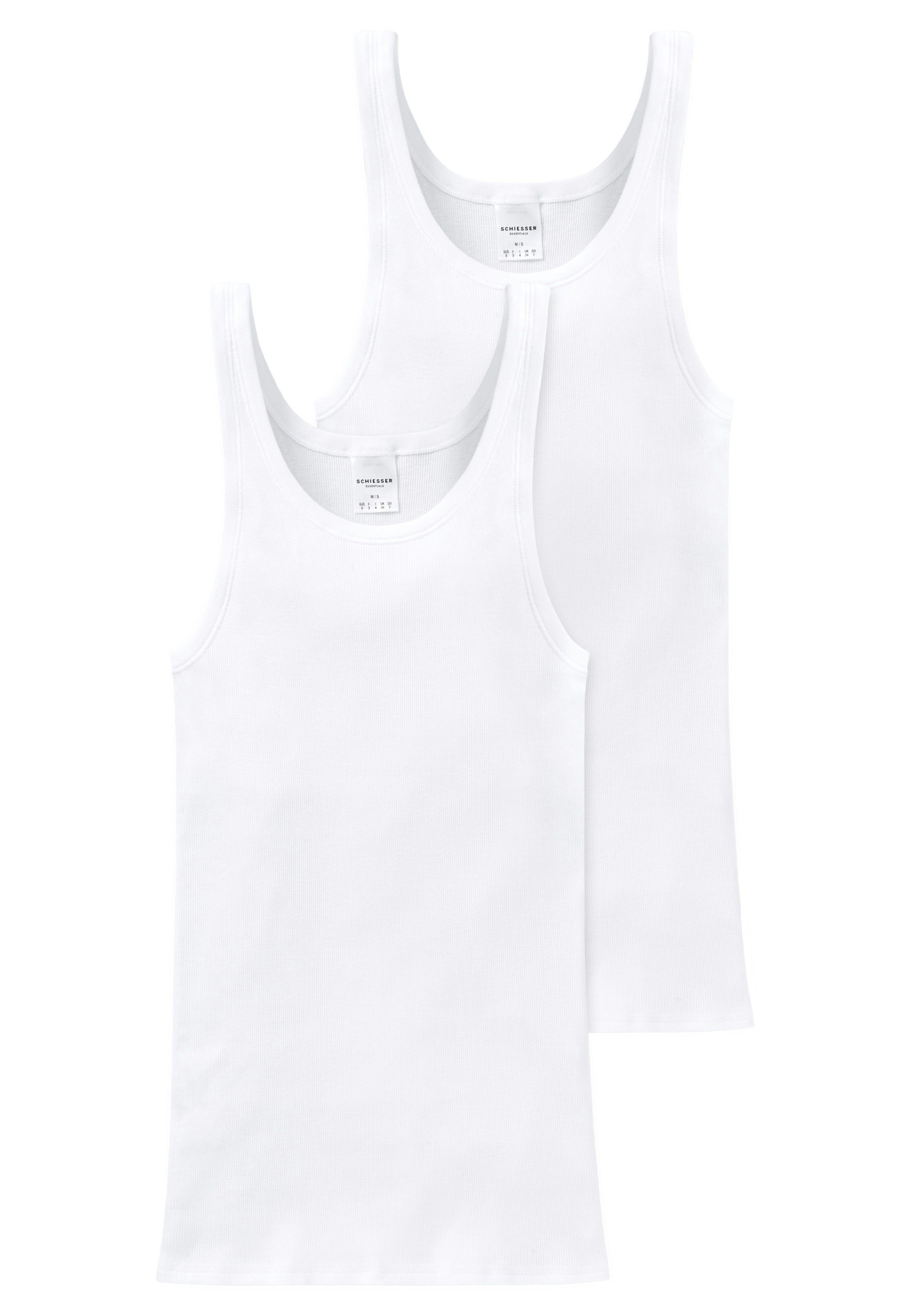 Schiesser Unterhemd 2er Essentials Cotton Strapazierfähig Doppelripp Pack Baumwolle - - 2-St) Unterhemd (Spar-Set
