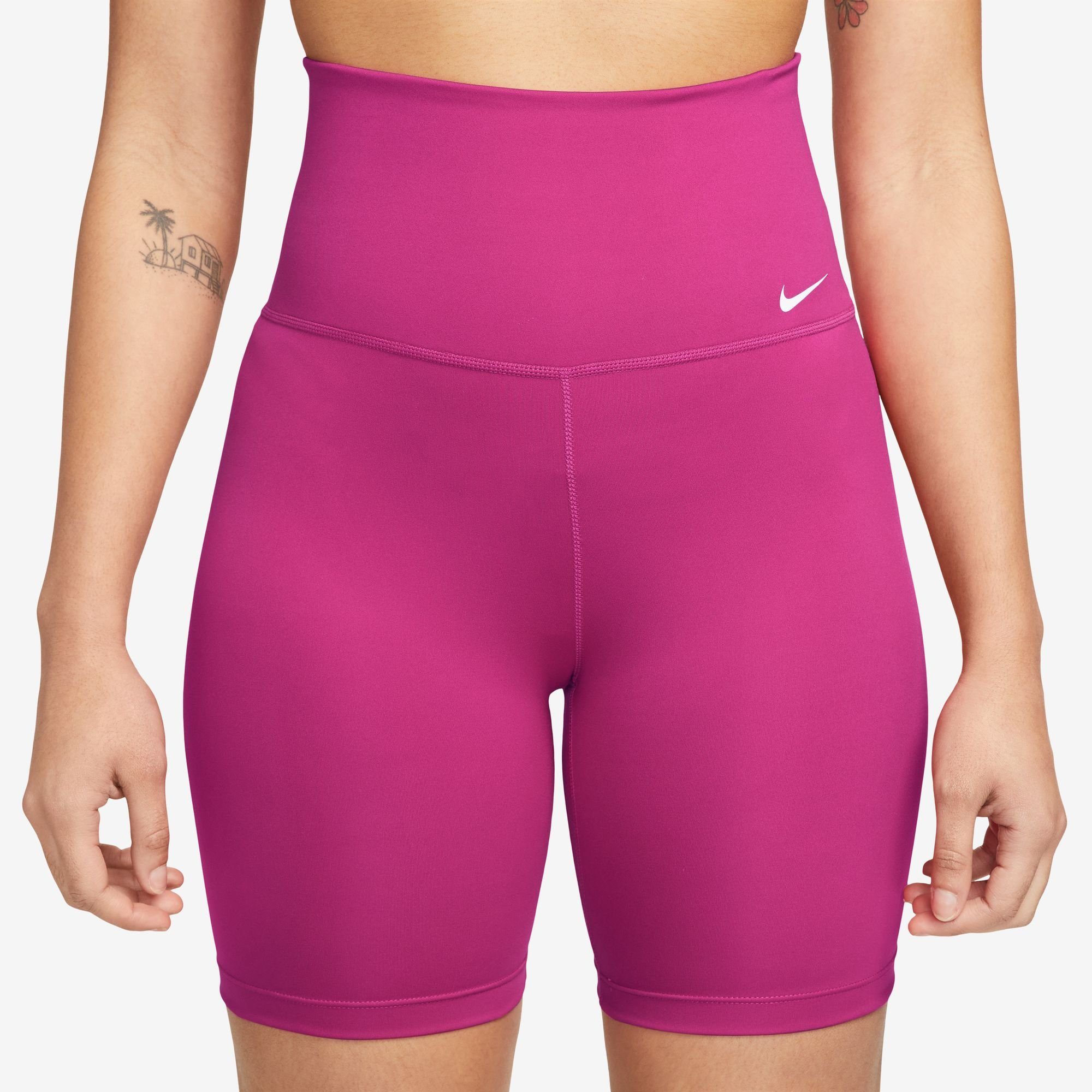 Nike Trainingstights DRI-FIT WOMEN'S HIGH-WAISTED BIKER FIREBERRY/WHITE SHORTS ONE