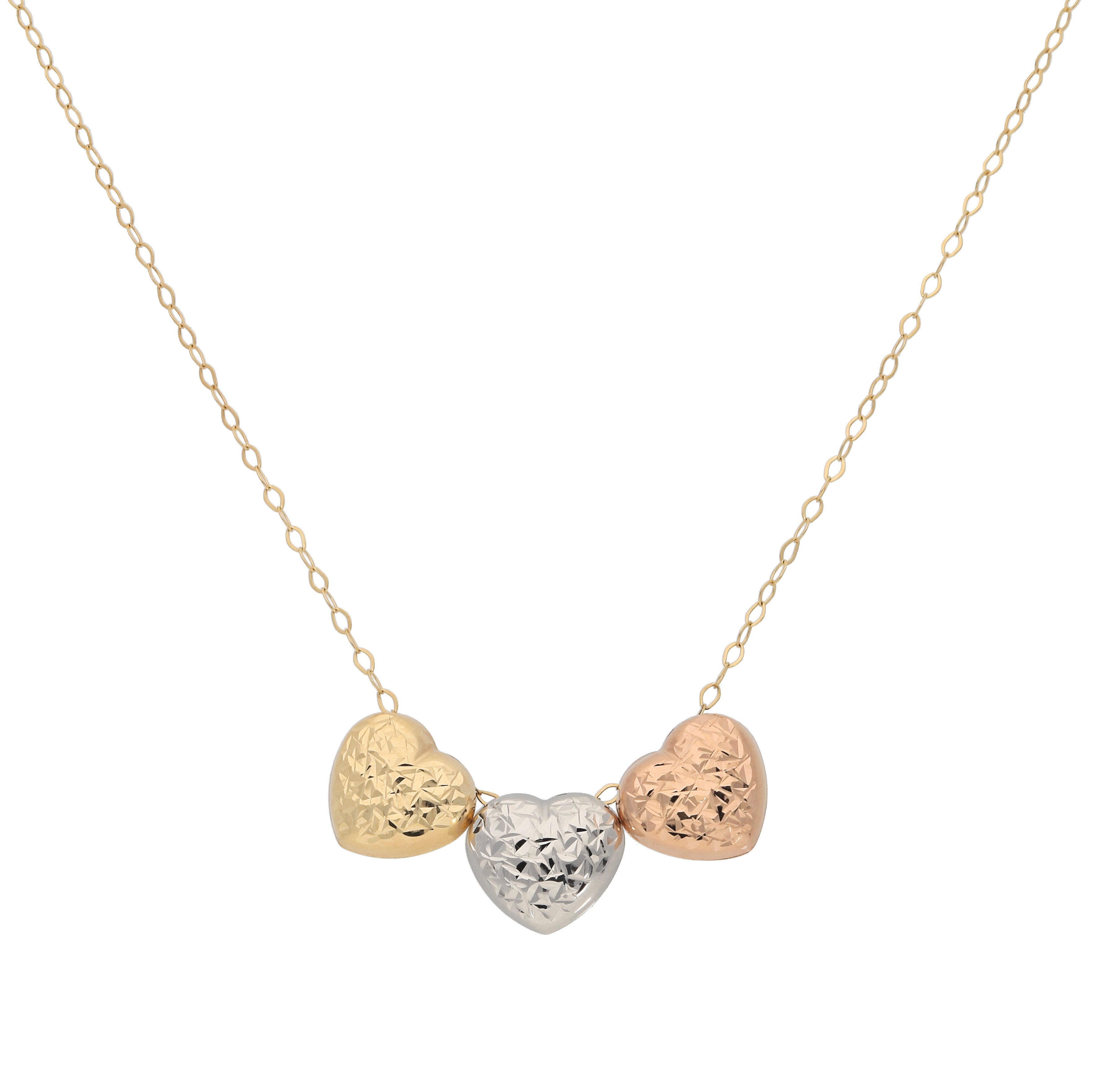 Kette mit Anhänger Schmuck Geschenk Gold 375 Halsschmuck Halskette Ankerkette Herzen