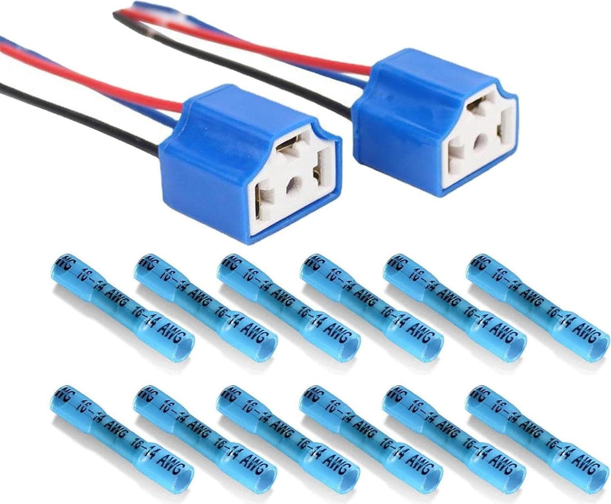 FELIXLEO Elektroauto-Ladestation 2 Stück H4 Stecker Keramik 9003 HB2 3 Pin Adapter für Auto LKW
