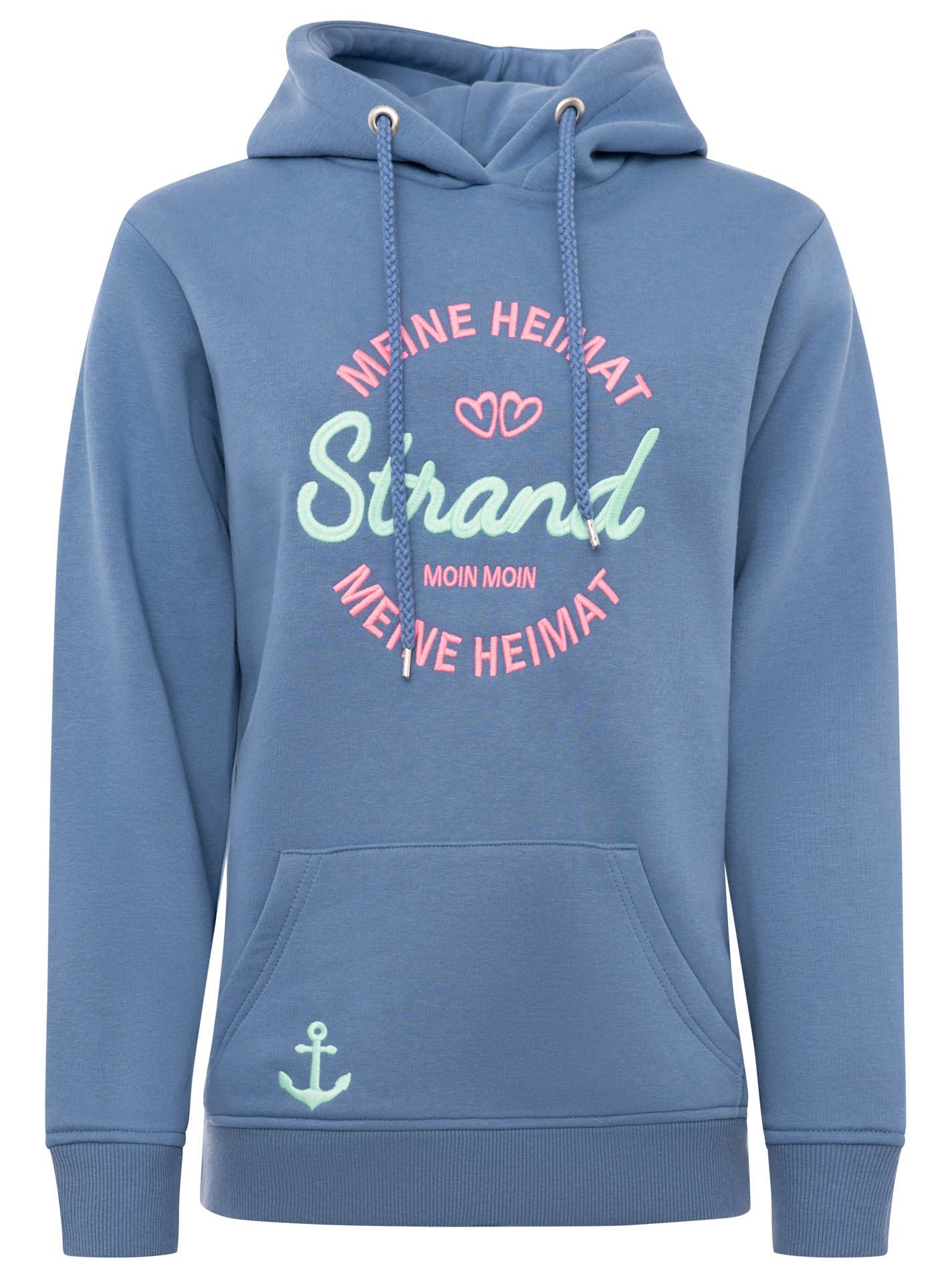Zwillingsherz Hoodie "Meine Heimat" mit aufgesticktem "Strand"-Schriftzug v günstig online kaufen