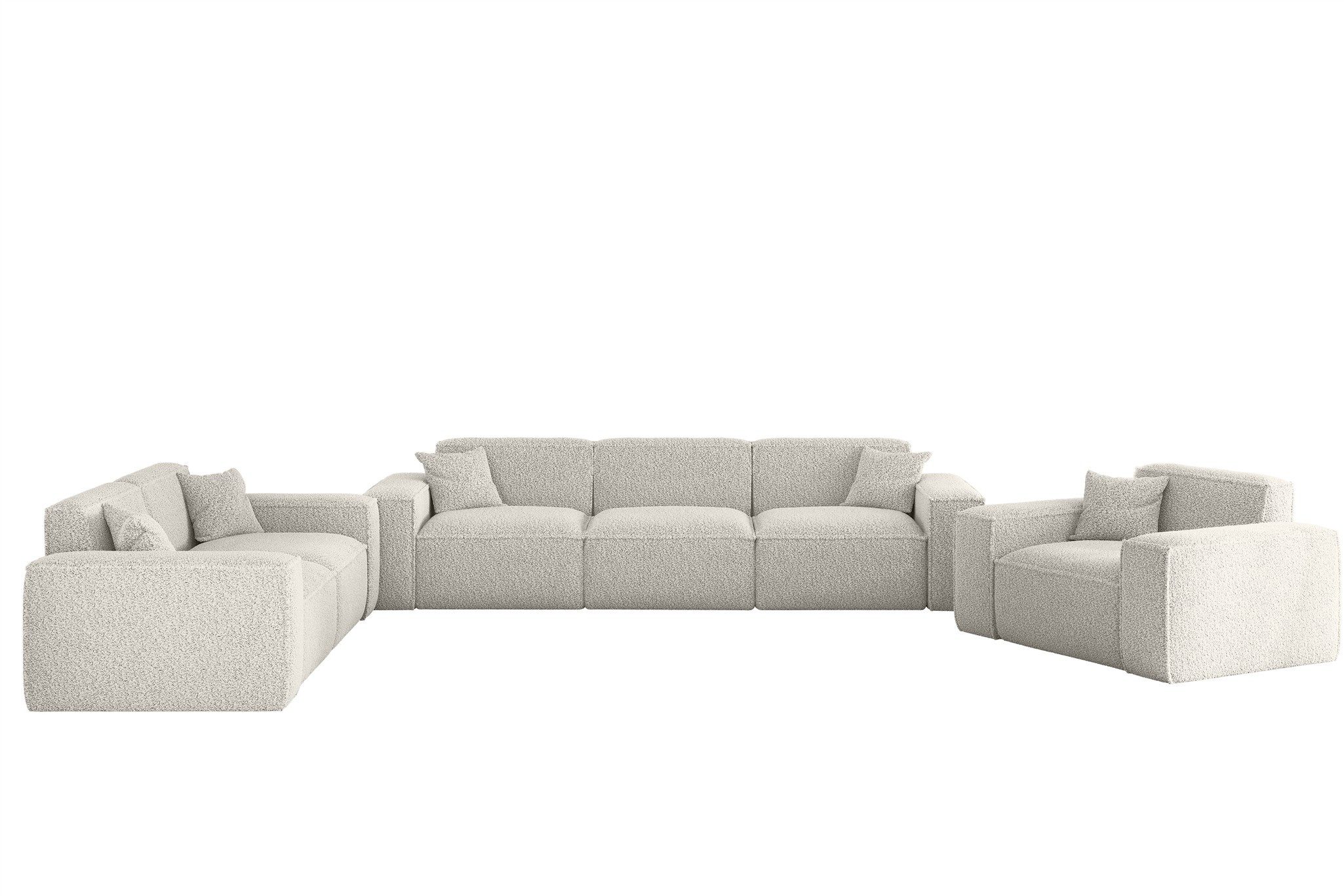 Fun Möbel Polstergarnitur Sofaset Designersofa CELES PREMIUM 3-2-1 in Stoff Sven, (Rundumbezug), inkl. 5 Zierkissen