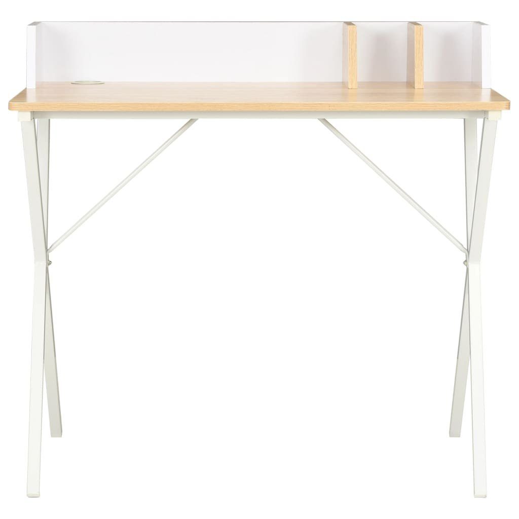 vidaXL Schreibtisch Schreibtisch Weiß braun und braun 80x50x84 und Weiß cm | Weiß und Natur