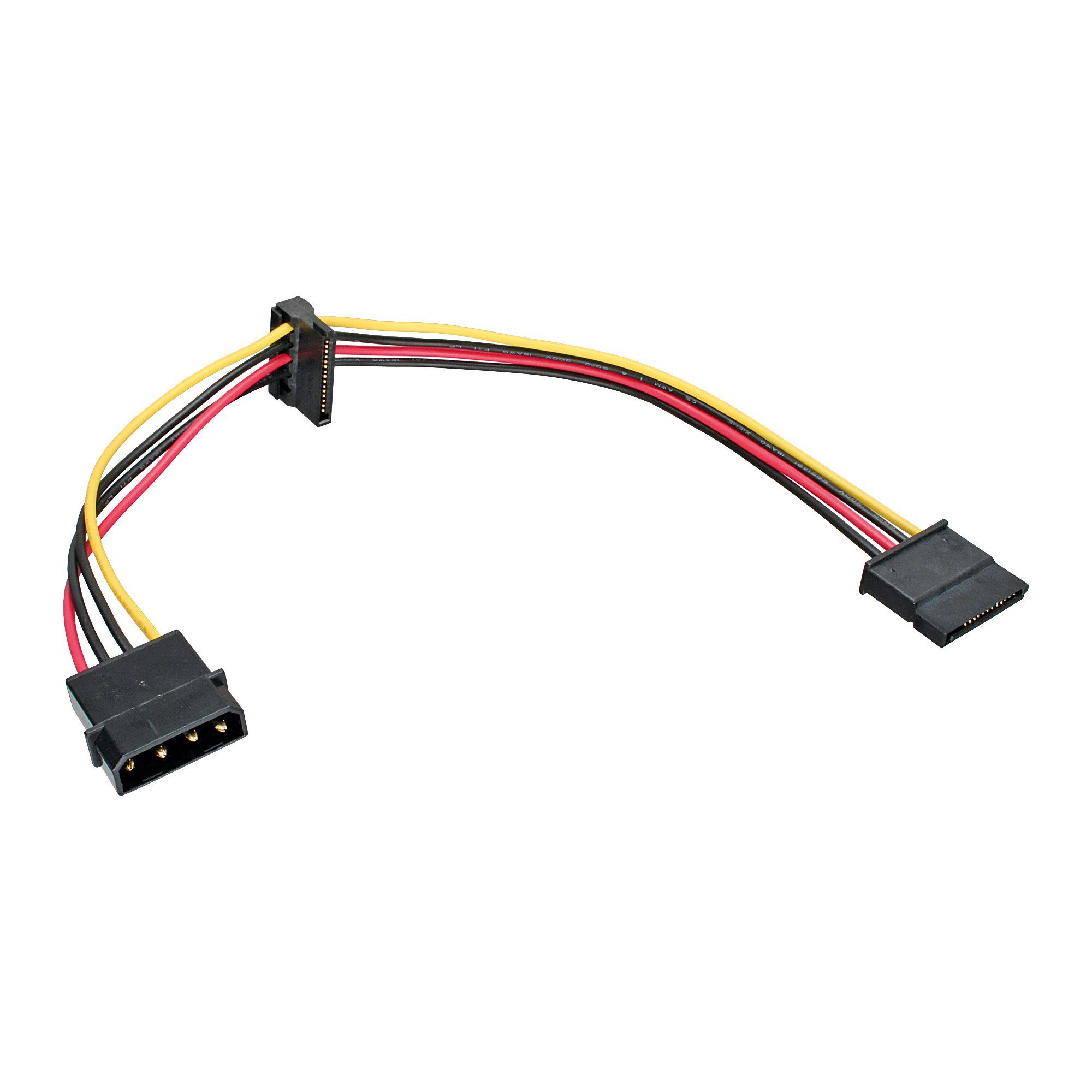 InLine® Strom Kabel intern, 1x 13,34cm (5,25) an 2x 15pol SATA, 0,30m Computer-Kabel