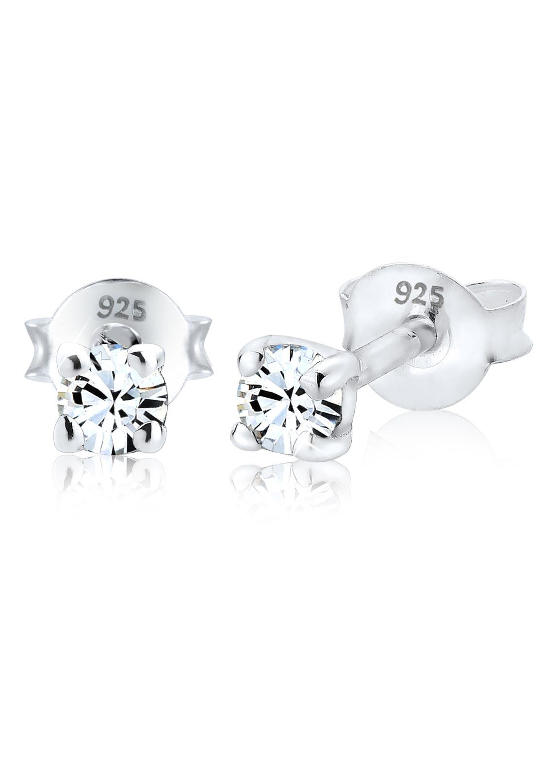 Elli Paar Ohrstecker Kristalle Funkelnd Basic 925 Silber Weiß