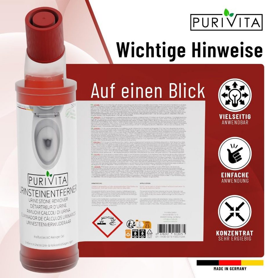 Thumbnail - Purivita Purivita Urinsteinentferner 750ml Urinsteinlöser (Biologisch abbaubar, Tierversuchsfrei, Duftend)
