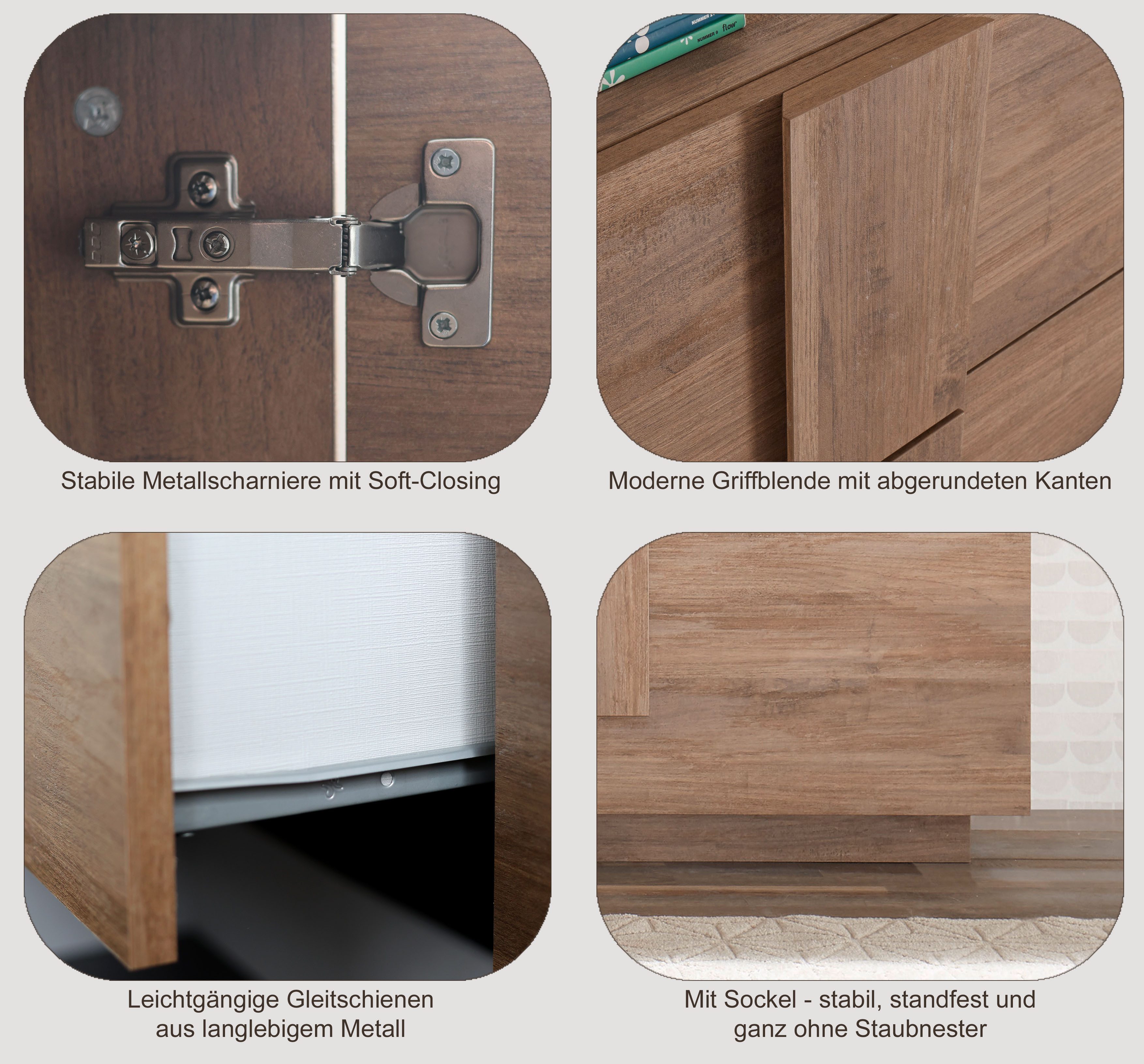 Home affaire Mehrzweckschrank Jupiter, Höhe 193 cm, Stauraumschrank 2 Türen - Soft Closing, Highboard, moderne Griffblende, FSC®, cleveres Stauraumkonzept – Bild 4 von 5