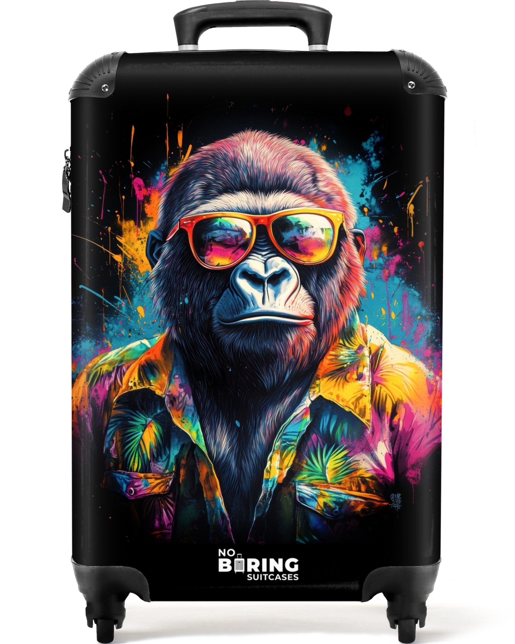 NoBoringSuitcases.com© Hartschalen-Trolley Gorilla mit Hawaii-Bluse 55x35x2 günstig online kaufen