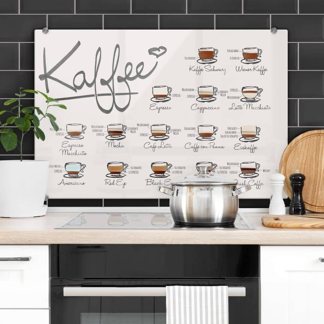 K&L Wall Art Spritzschutz Wandschutz Glas Spritzschutz Küche Vintage Kaffee Espresso Latte