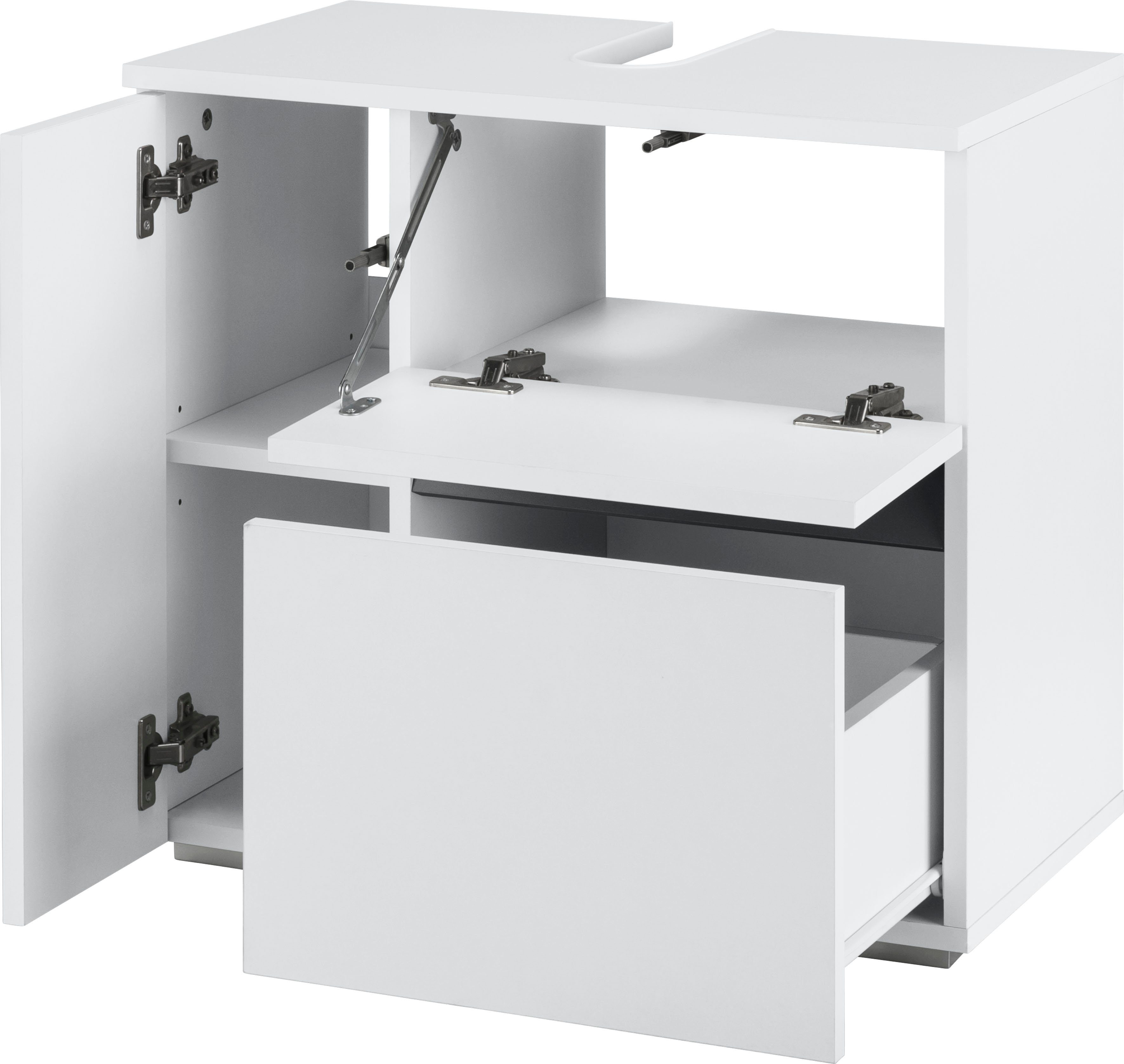 Home affaire Waschbeckenunterschrank Wisla Siphonausschnitt, Push-to-open-Funktion, Breite 60cm, Höhe 55 cm