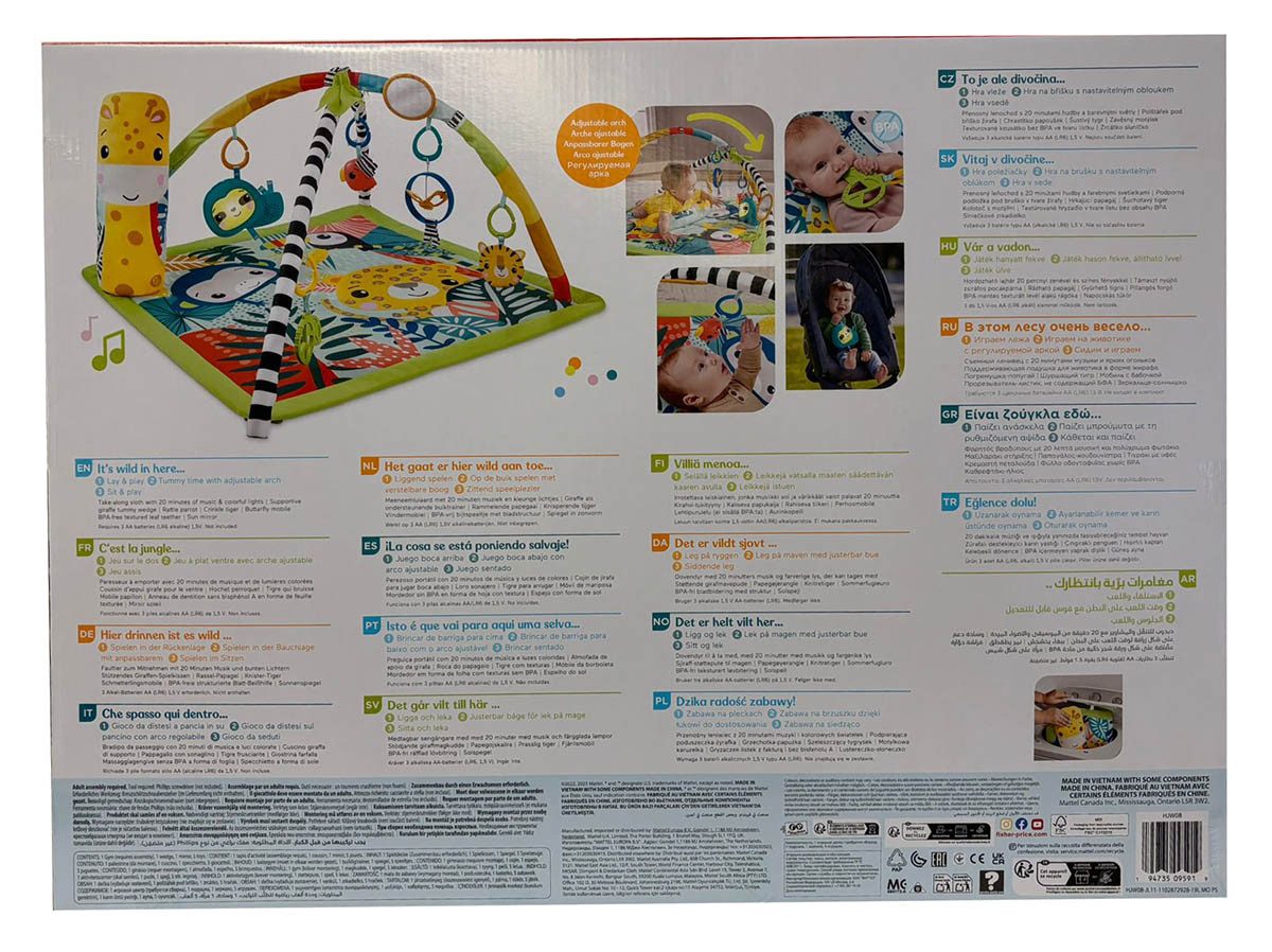 Fisher-Price® Spielbogen Baby-Spieldecke 3-in-1 Regenwald Spielmatte mit 6 Aktivitätsspielzeuge