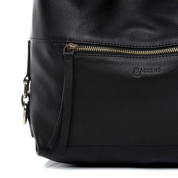 BACCINI Beuteltasche Leder Umhängetasche Damen PAULA, Schultertasche Echtleder für Damen, Beuteltasche schwarz