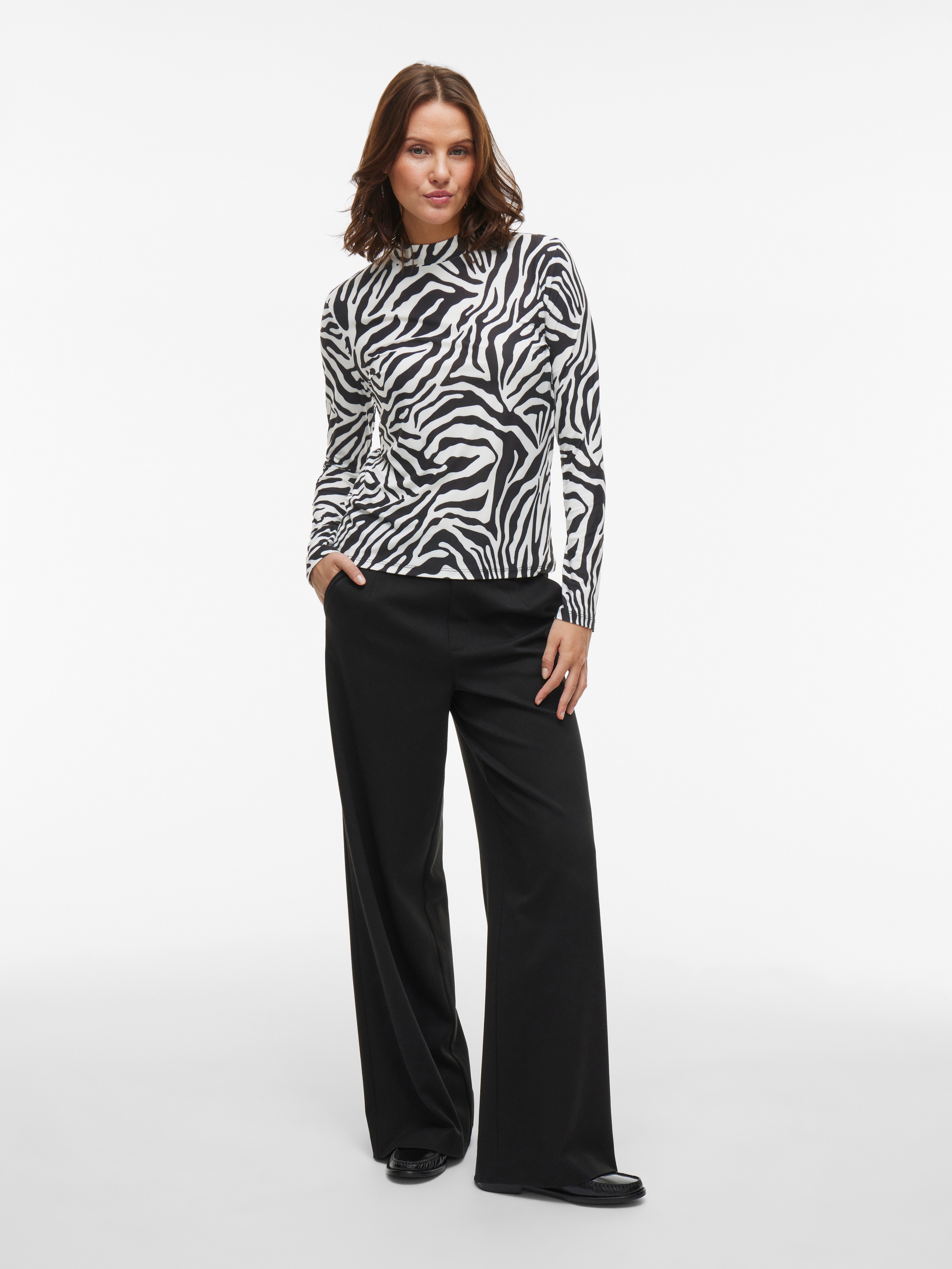 Vila Stehkragenshirt VILEOA L/S ROLLNECK TOP - NOOS Materialmix, regular fit