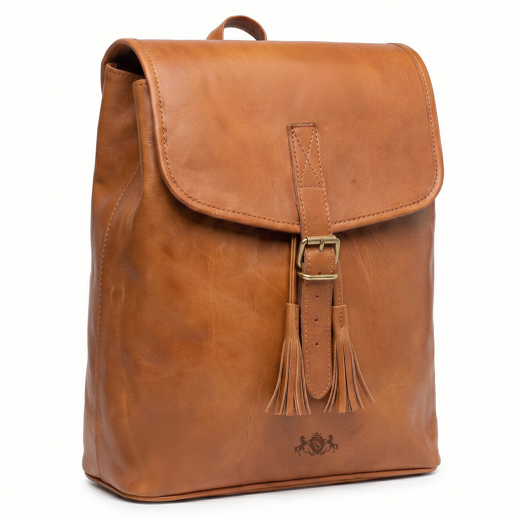 Rucksack echt Leder Rucksack 15 Zoll Laptop Fach chestnut