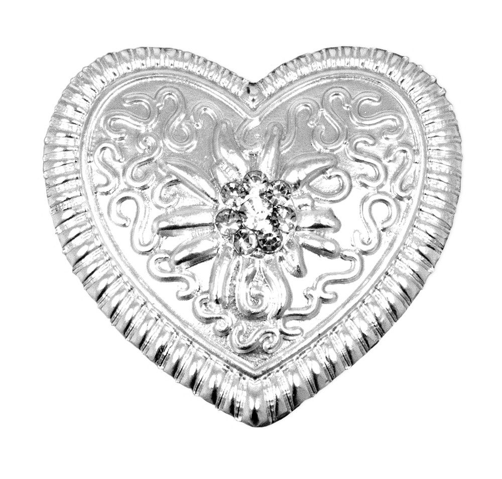 Brosche Magnet Brosche Tuchhalter - Weißgold Herz Ornament