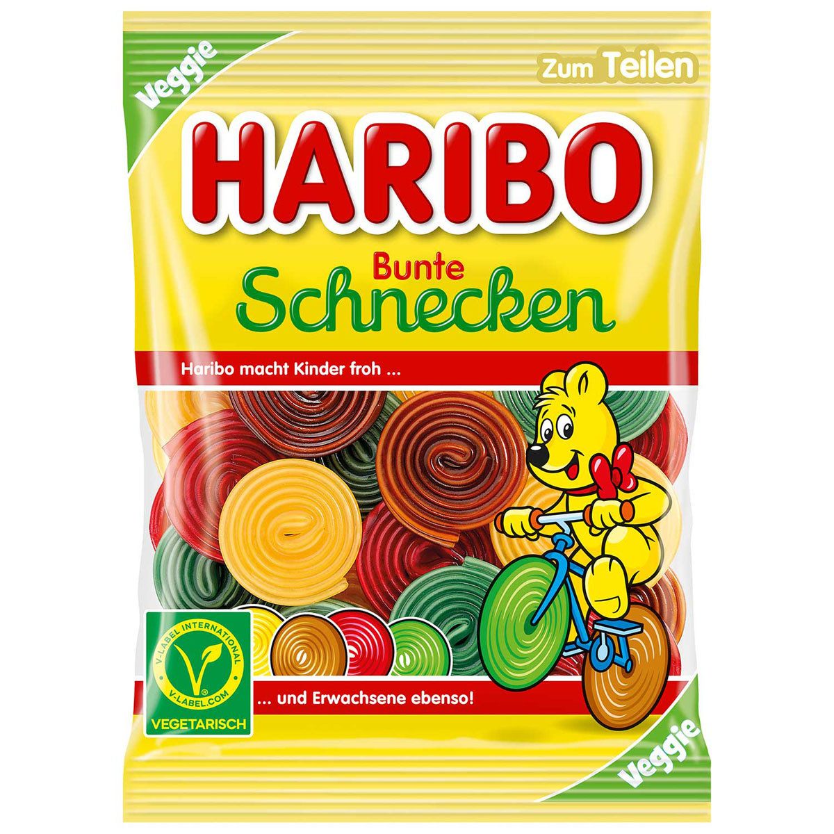 HARIBO Süßigkeit, Haribo Bunte Schnecken Fruchtgummi mit Brausepulver veggie 160g
