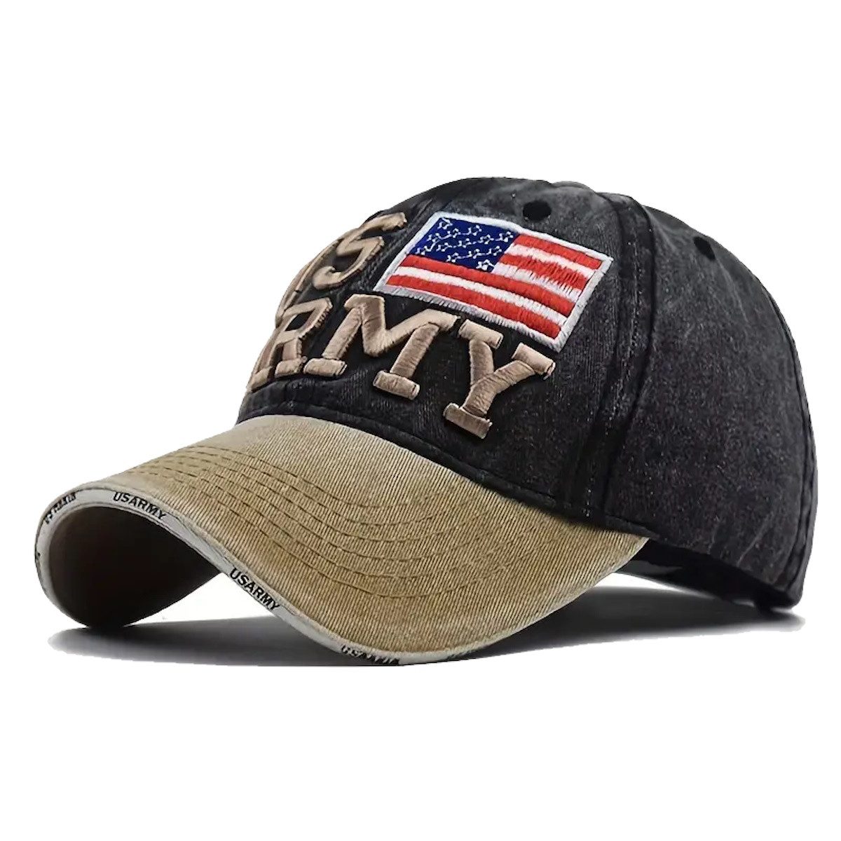 Sporty Baseball Cap U.S. Army Vintage Style USA Amerika used washed Look Retro mit Belüftungslöchern