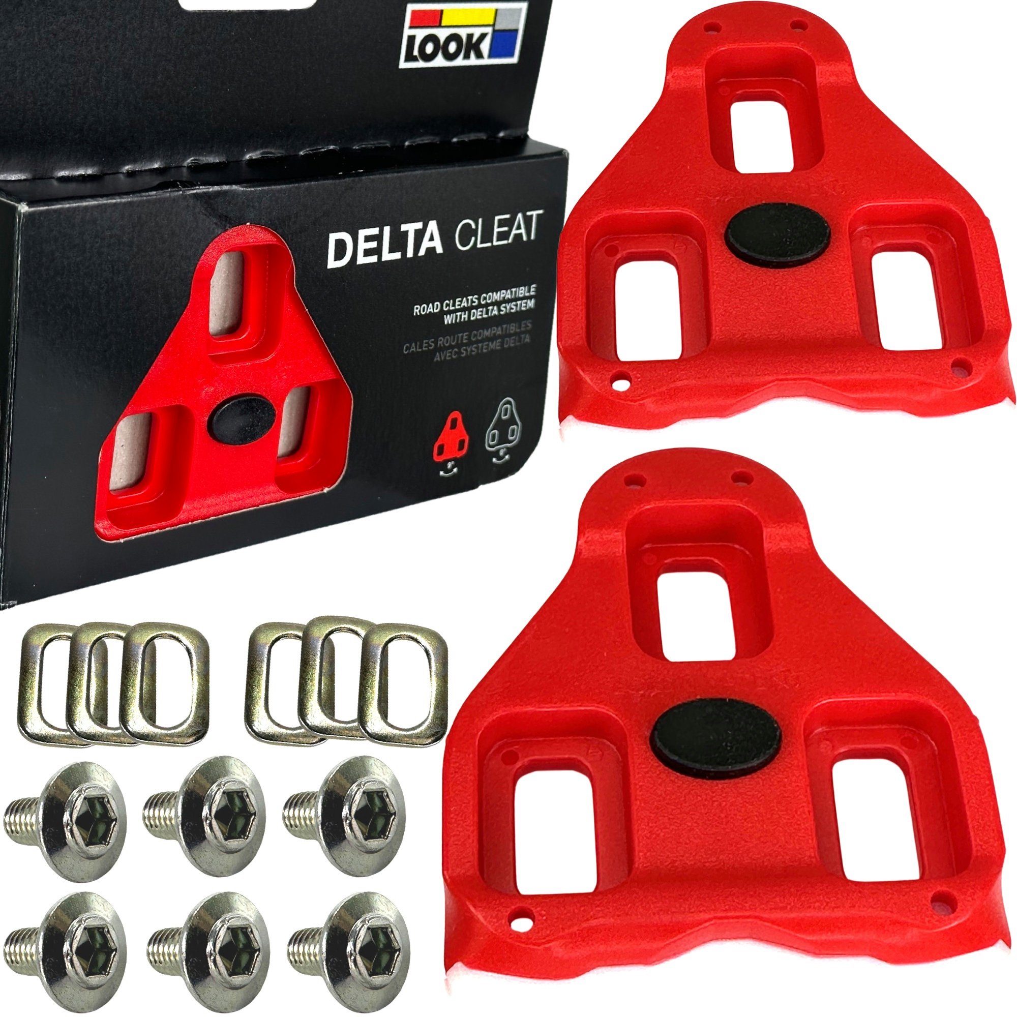 Look Fahrradkurbel Look Delta Fahrrad Pedal Schuhe Cleats Pedalplatten (Paar) rot