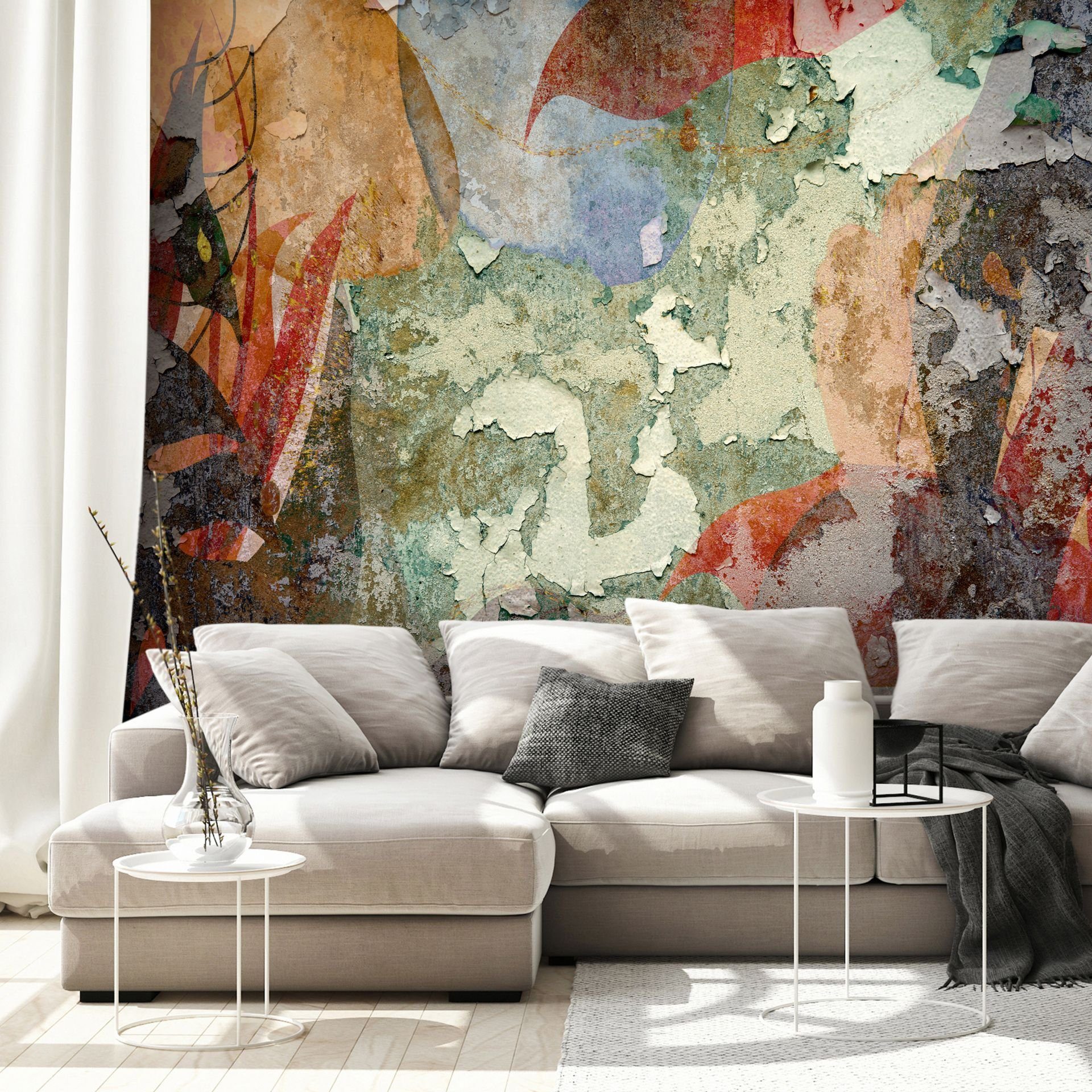 KUNSTLOFT Vliestapete Colourful Wall 0.98x0.7 m, matt, lichtbeständige Design Tapete