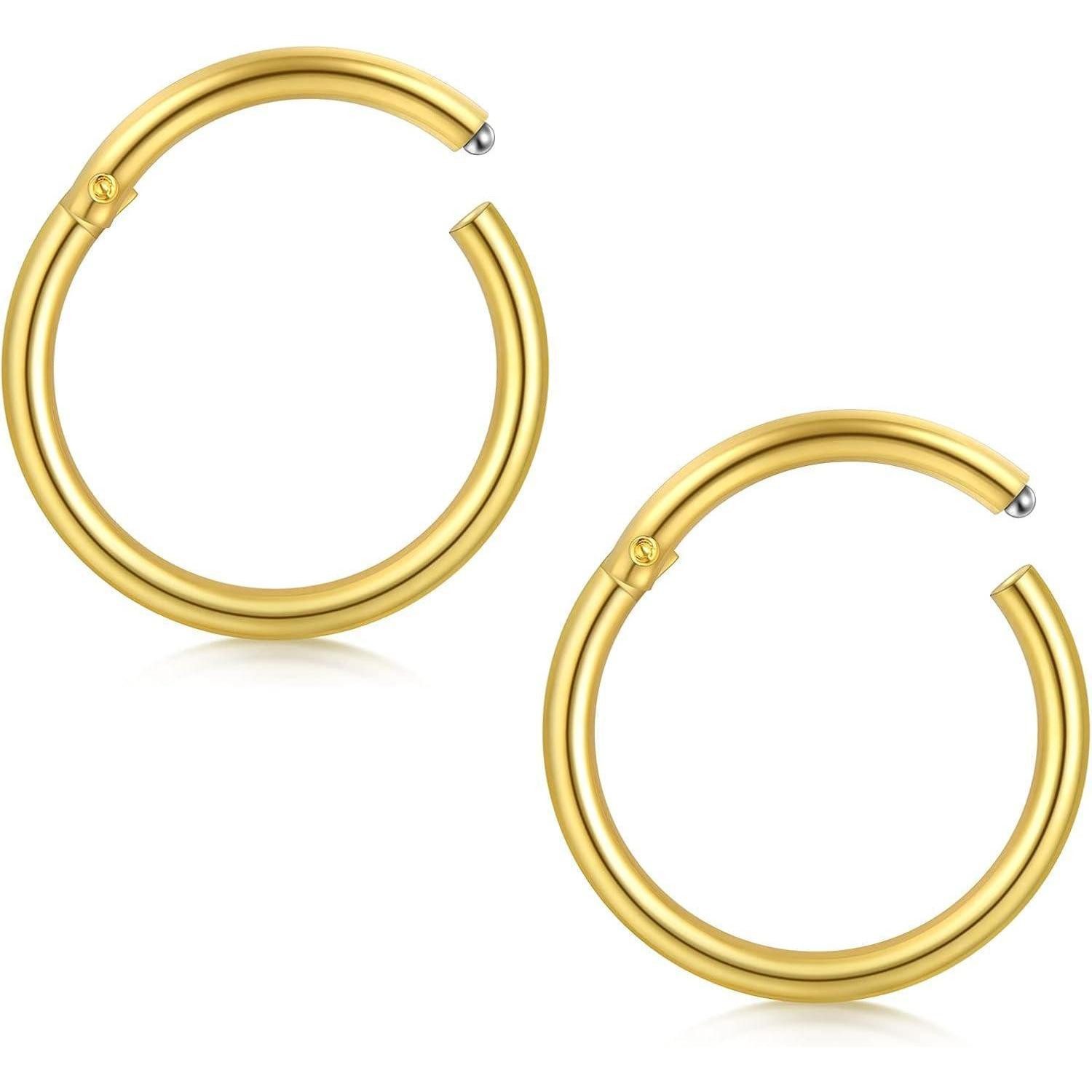Nasenpiercing Nasenring Clicker 16G Edelstahl Klappbar Septum Helix Gold Klassisch