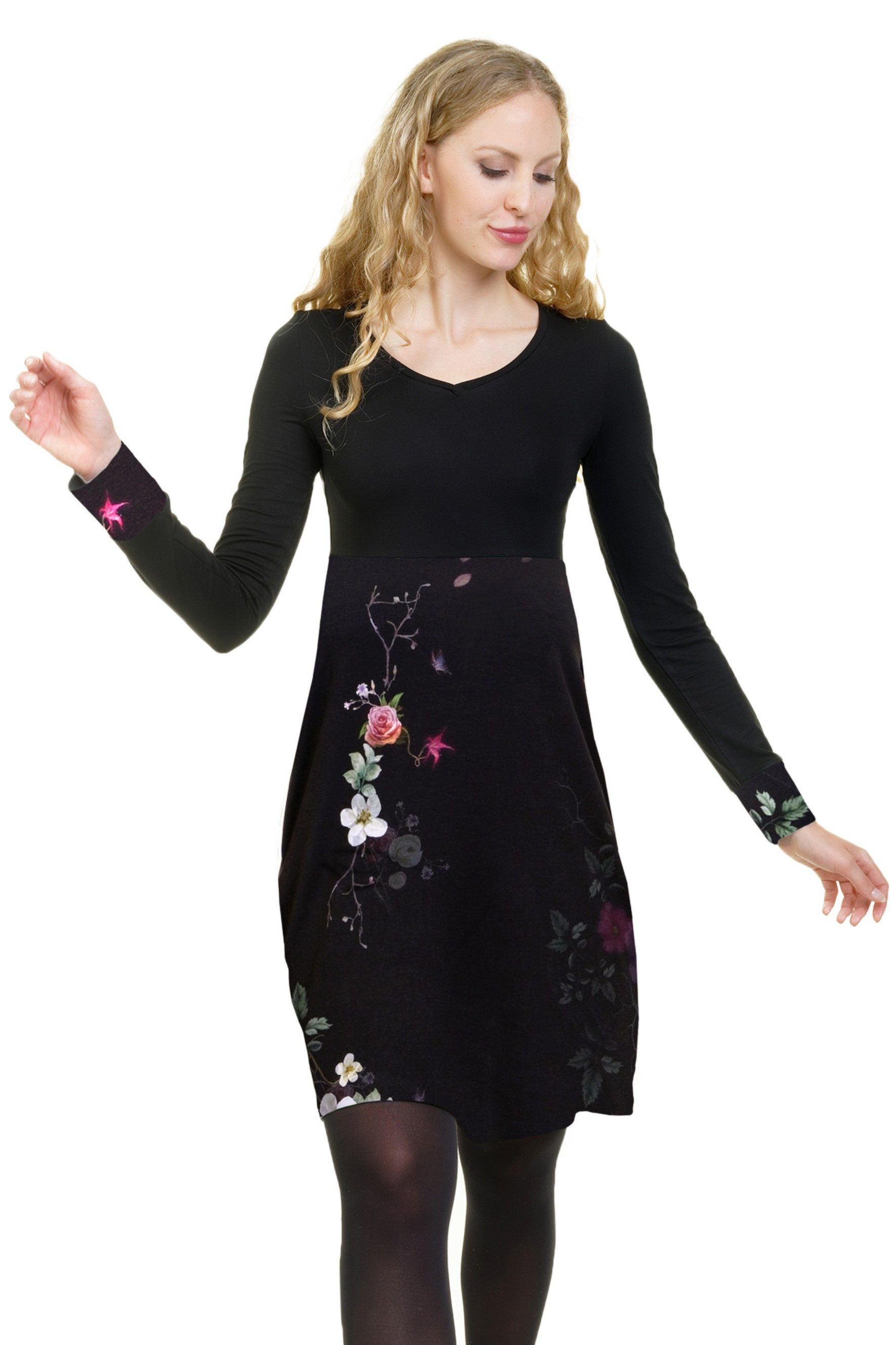 Jerseykleid Langarm Kleid Lillie Jerseykleid mit Blumen by 3Elfen