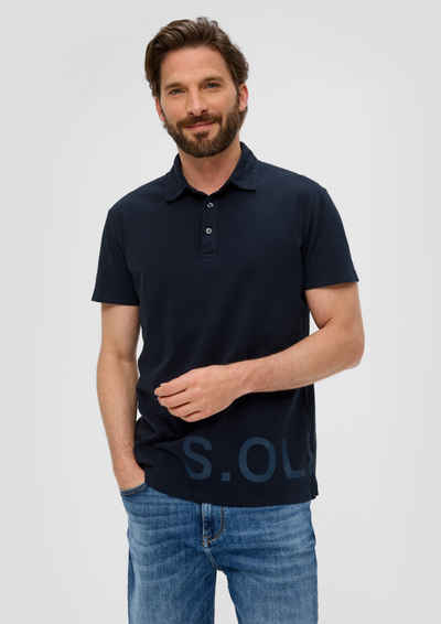 s.Oliver Kurzarmshirt Polo-Shirt mit Label-Print