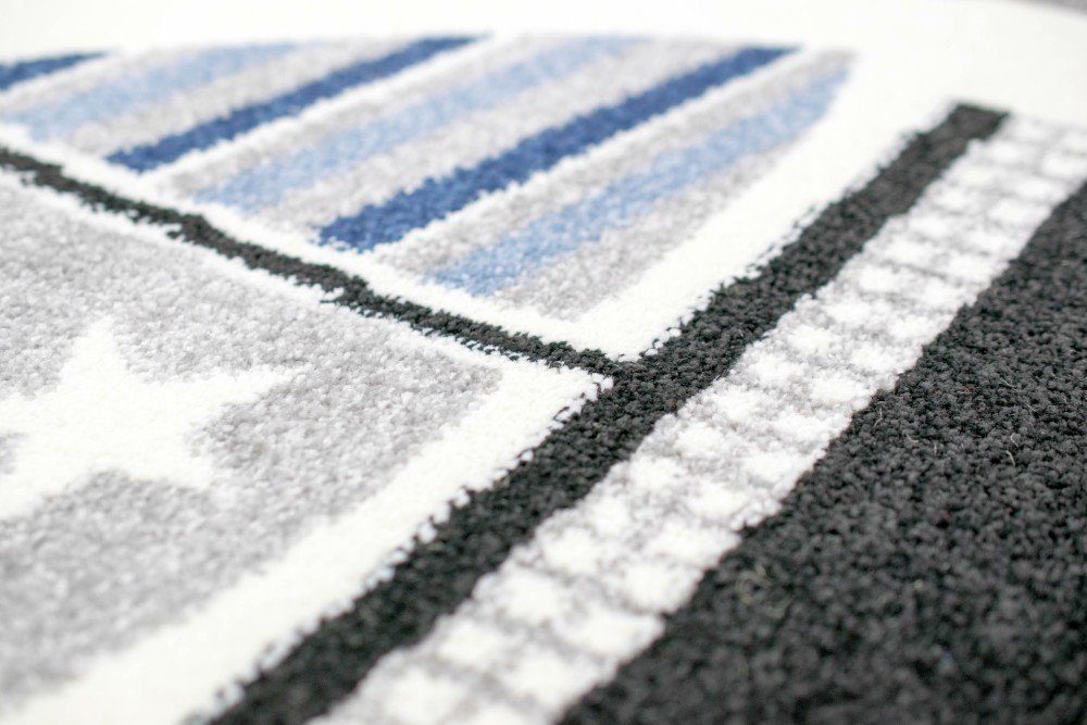Carpetia Kinderteppich Kinderteppich Kinderzimmer Jungen Maritim Meer kariert blau, rund, Höhe: 13 mm