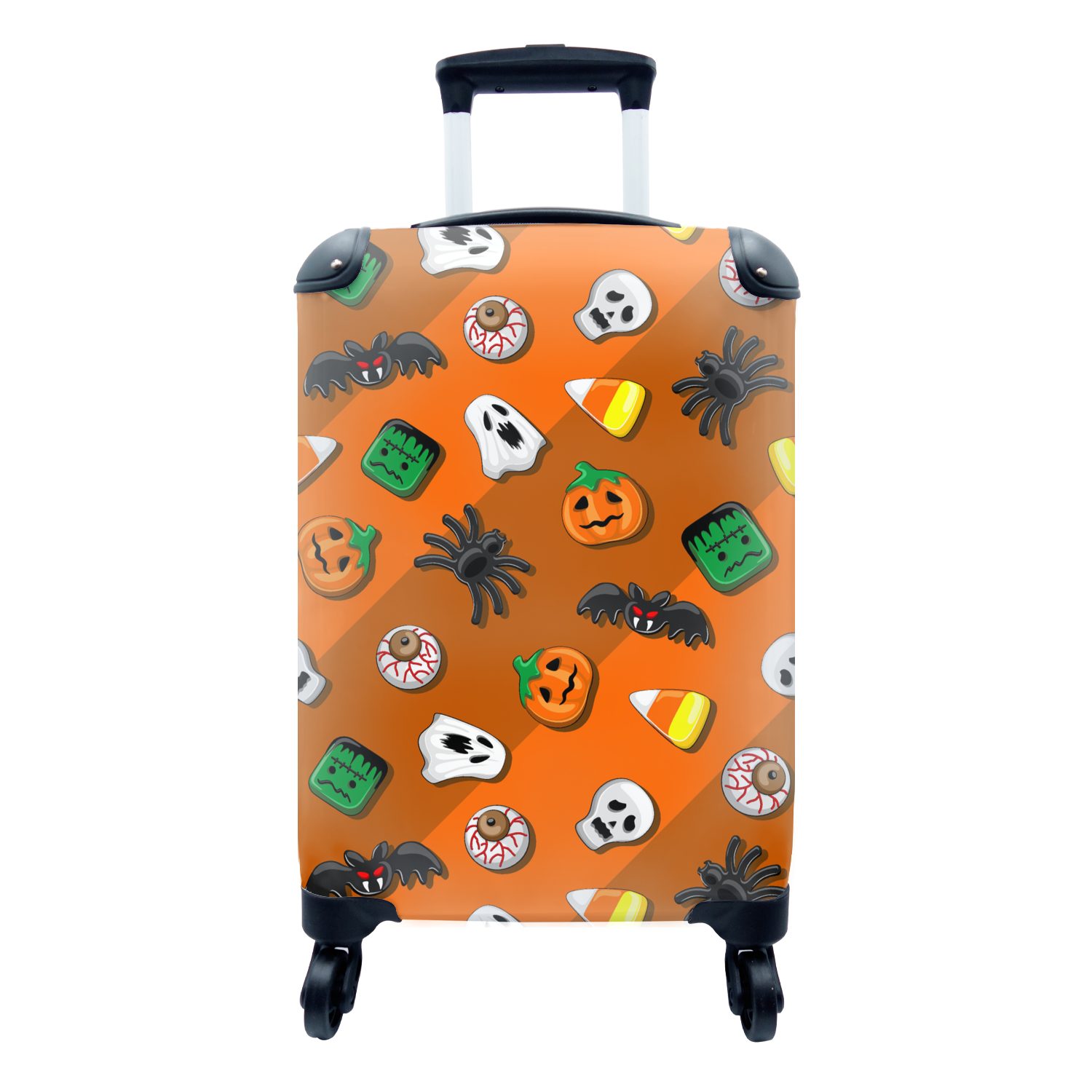 MuchoWow Handgepäckkoffer Süßigkeiten - Halloween - Muster, 4 Rollen, Reisetasche mit rollen, Handgepäck für Ferien, Trolley, Reisekoffer
