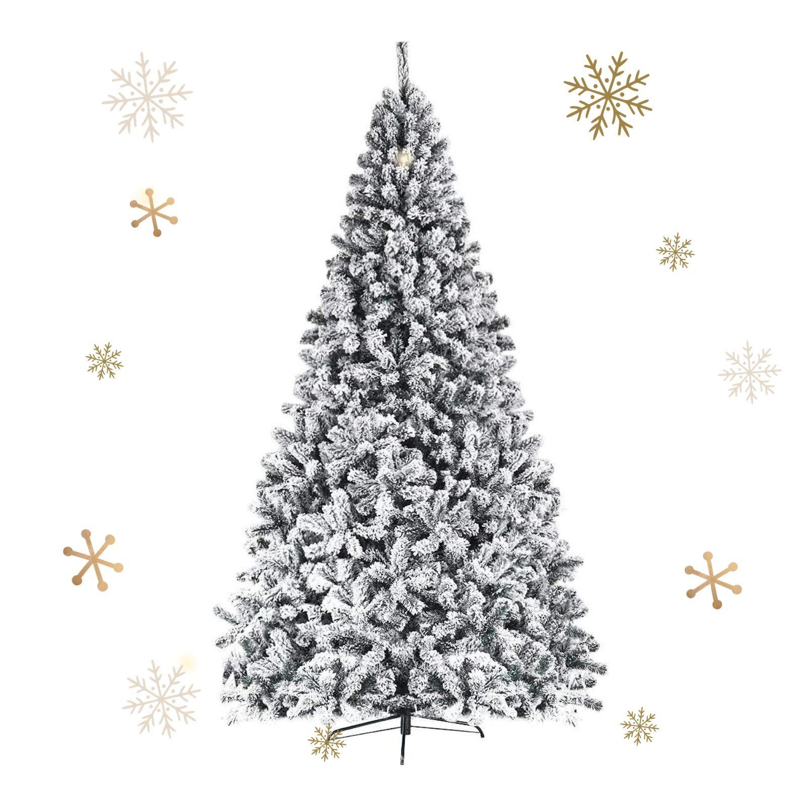 Weihnachtsbaum 100% Sinaopus 1100 Schneebaum Tannenbaum, PVC BW02 mit Spitzen, 180 Künstlicher mit cm Metallständer Christbaum,