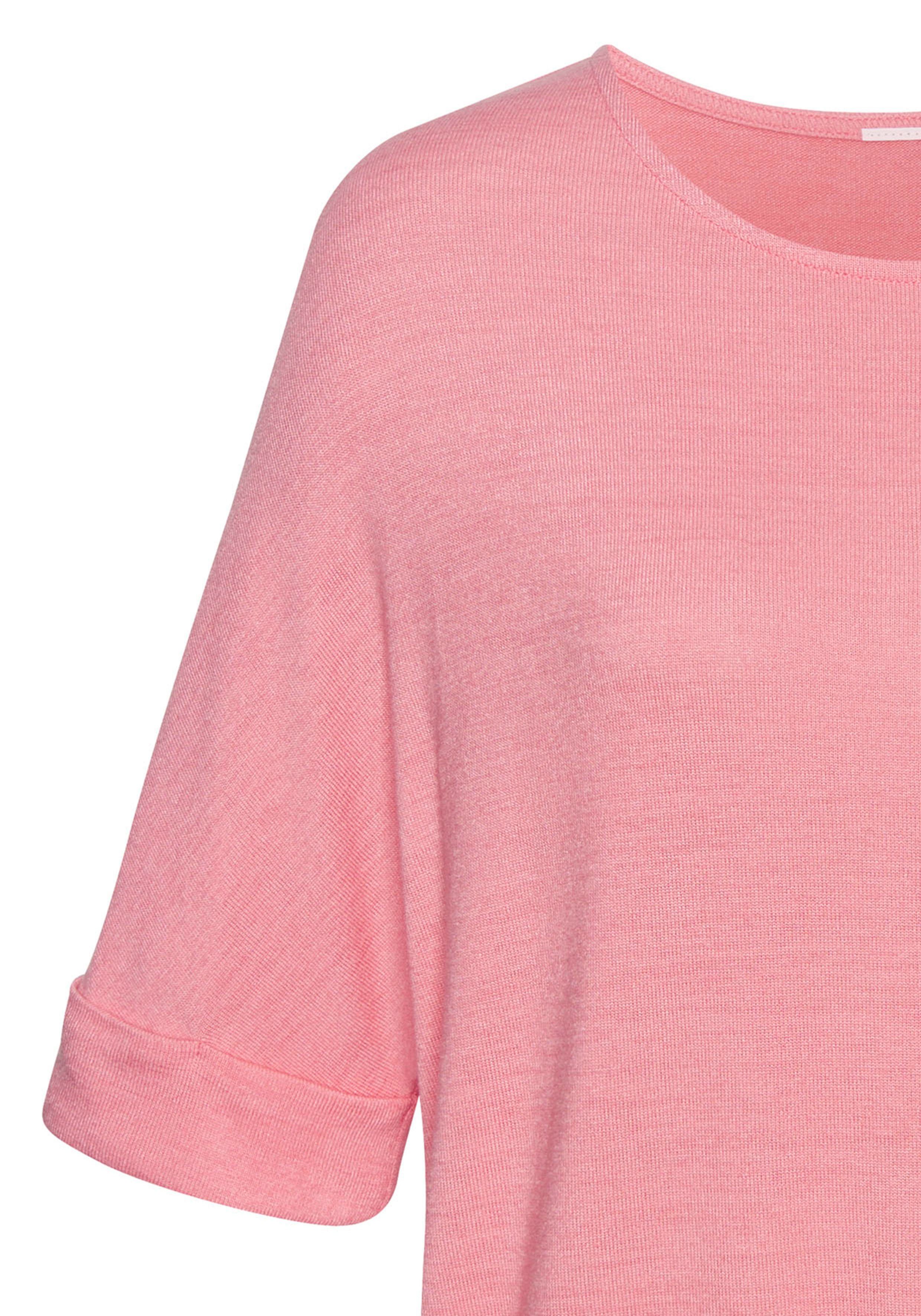 LASCANA Rundhalsshirt mit breitem Ärmelumschlag aus weichem Viskose-Feinstrick