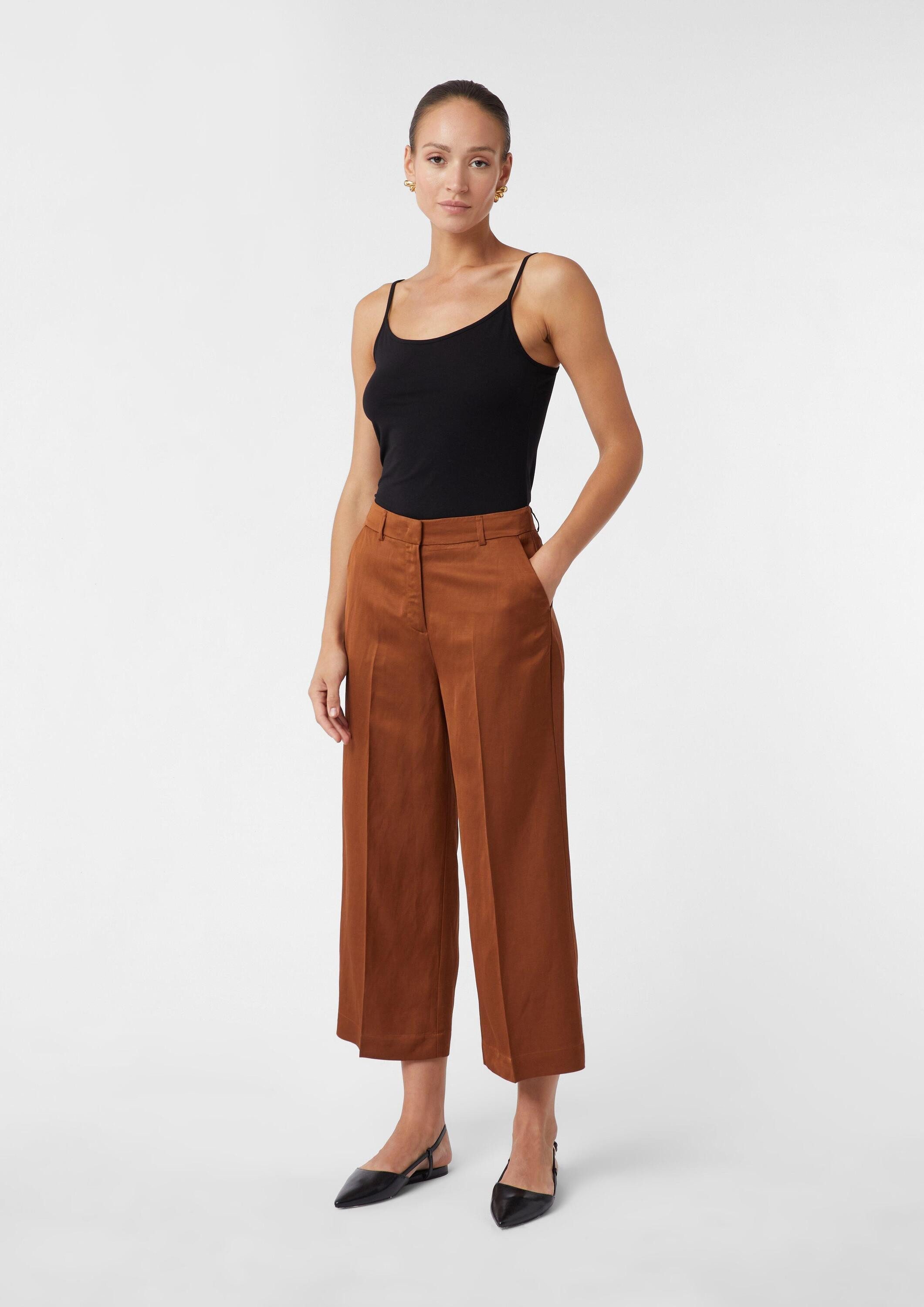 comma 7/8-Hose Hose Culotte aus schimmerndem Leinen-Viskose-Mix günstig online kaufen