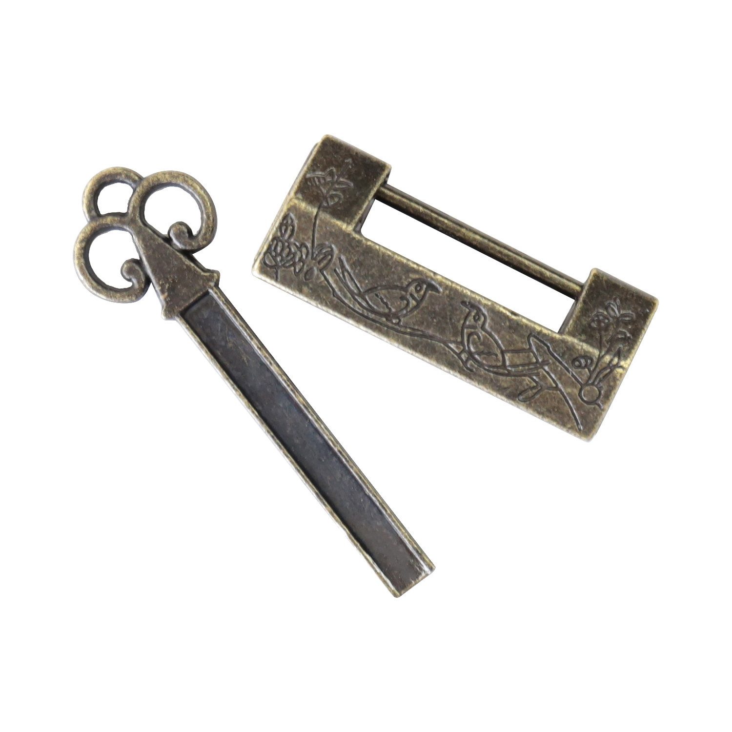 HMF Vorhängeschloss chinesisches Vorhängeschloss, (1-tlg), vintage Deko Schloss, Vogel Design, 4 x 1,8 x 1 cm, Gold